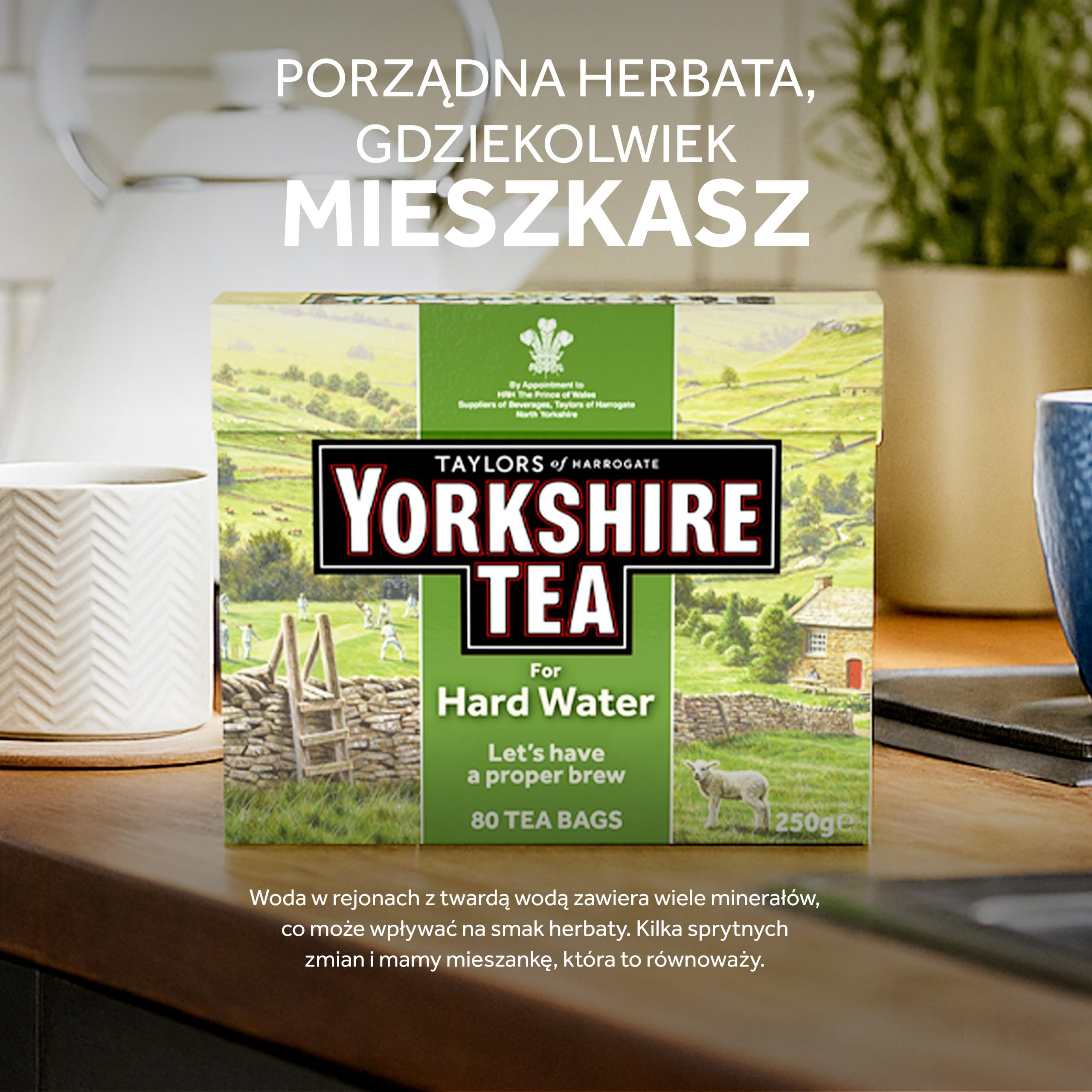 Yorkshire Tea do Twardej Wody - Odświeżająca, Mocna, Czarna Angielska Herbata do Obszarów z Twardą Wodą - Odpowiedzialnie Pozyskiwana - 80 Torebek