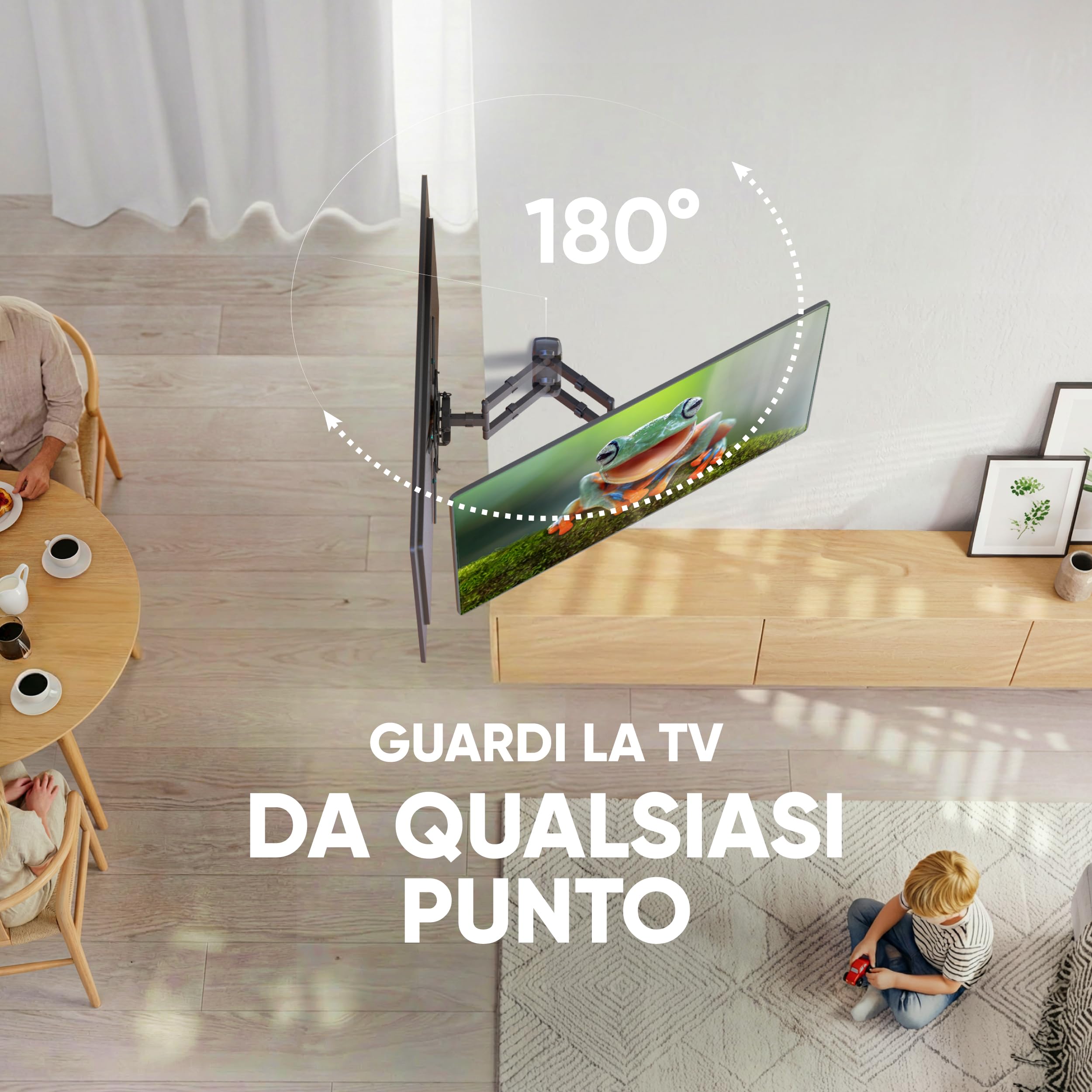 ONKRON Supporto TV Parete 32-65 pollici, 35 kg, VESA 100x100-400x400 mm, Braccio TV Girevole e Inclinabile, Porta Televisore a Muro Estensibile, Staffa Televisore Universale, Regolabile, Nero M4-B