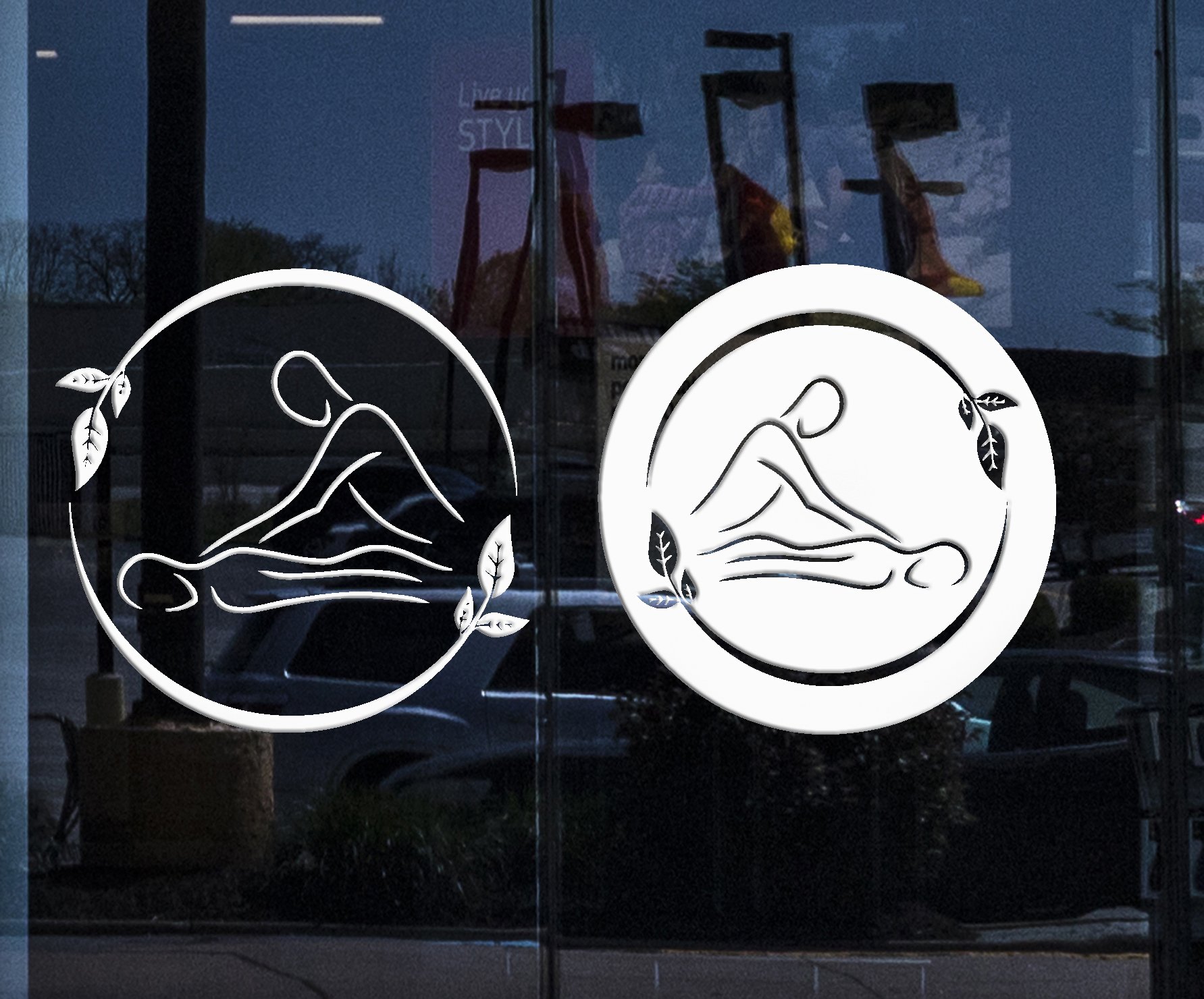 Window Decal for Business and Wall Decal Spa Massage Therapy Beauty Logo Relax Stickers Unique Gift (192igw) White 16 in x 35 in