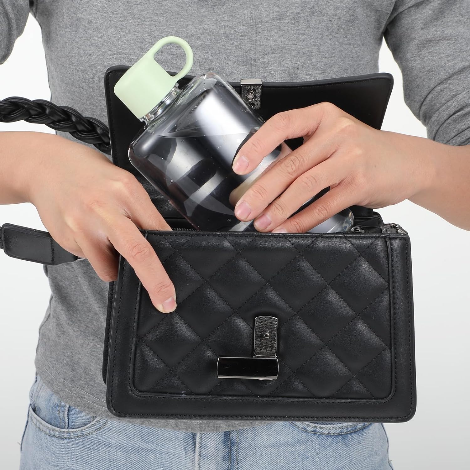 MAQUITA 2 Pack Portable Flat 17 oz BPA Free Tritan Slim Water Bottle, Plastic Travel Water Bottle for Outdoor Sports, Camping, Fitness, Fits Purse Bag Pocket - Image 6