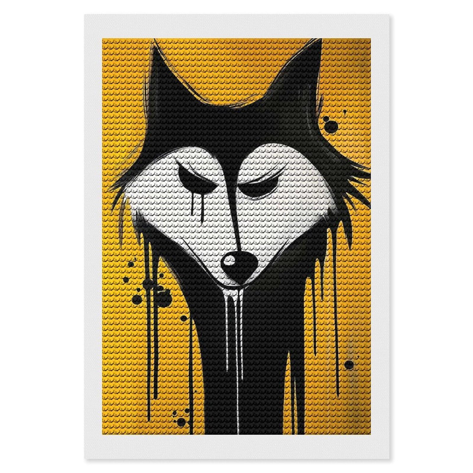 Junmoney Dripping Wolf Painting Round Drill Diamond Painting 8"x12", Satisfying Creative Project, Complete Accessories, Printed Canvas