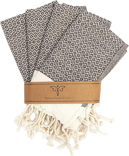 SMYRNA TURKISH COTTON Paquete de 4 paños de cocina, 100% algodón natural, de 12 x 12 pulgadas, lavables a máquina, ultra suaves, absorbentes,