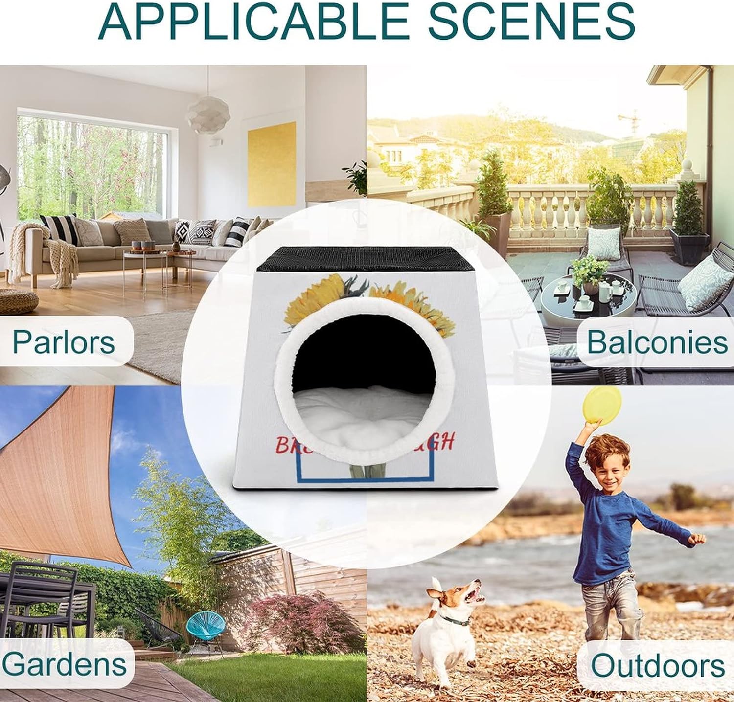 review Printed Cat Houses & Condos Lovely Foldable Cat Cube Cat Bed Sofa with Removable Pillow Sunflower Floral