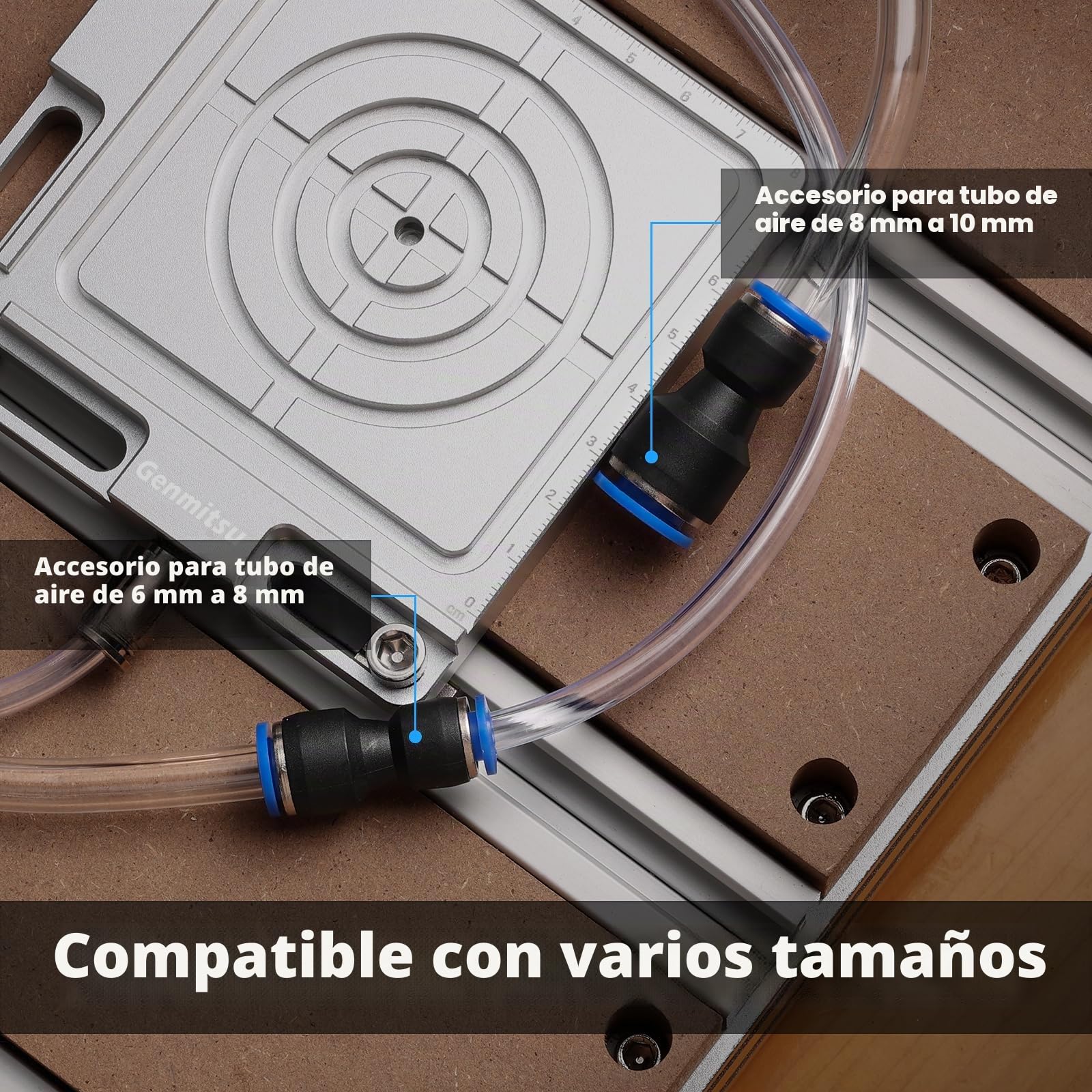 Genmitsu Kit de sujeción al vacío CNC de aluminio para carpintería, metal, acrílico, accesorios de fresado CNC de alta precisión para proyectos de fresado, tamaño 120 x 102 x 15 mm