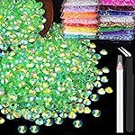 1500pcs 6mm Resin Rhinestones Bulk, Transparent Grass Green AB Flatback Round Jelly Rhinestones Non Hotfix Crystal Gems Large Quantity Wholesale for DIY Crafts Clothes Face Makeup Manicure