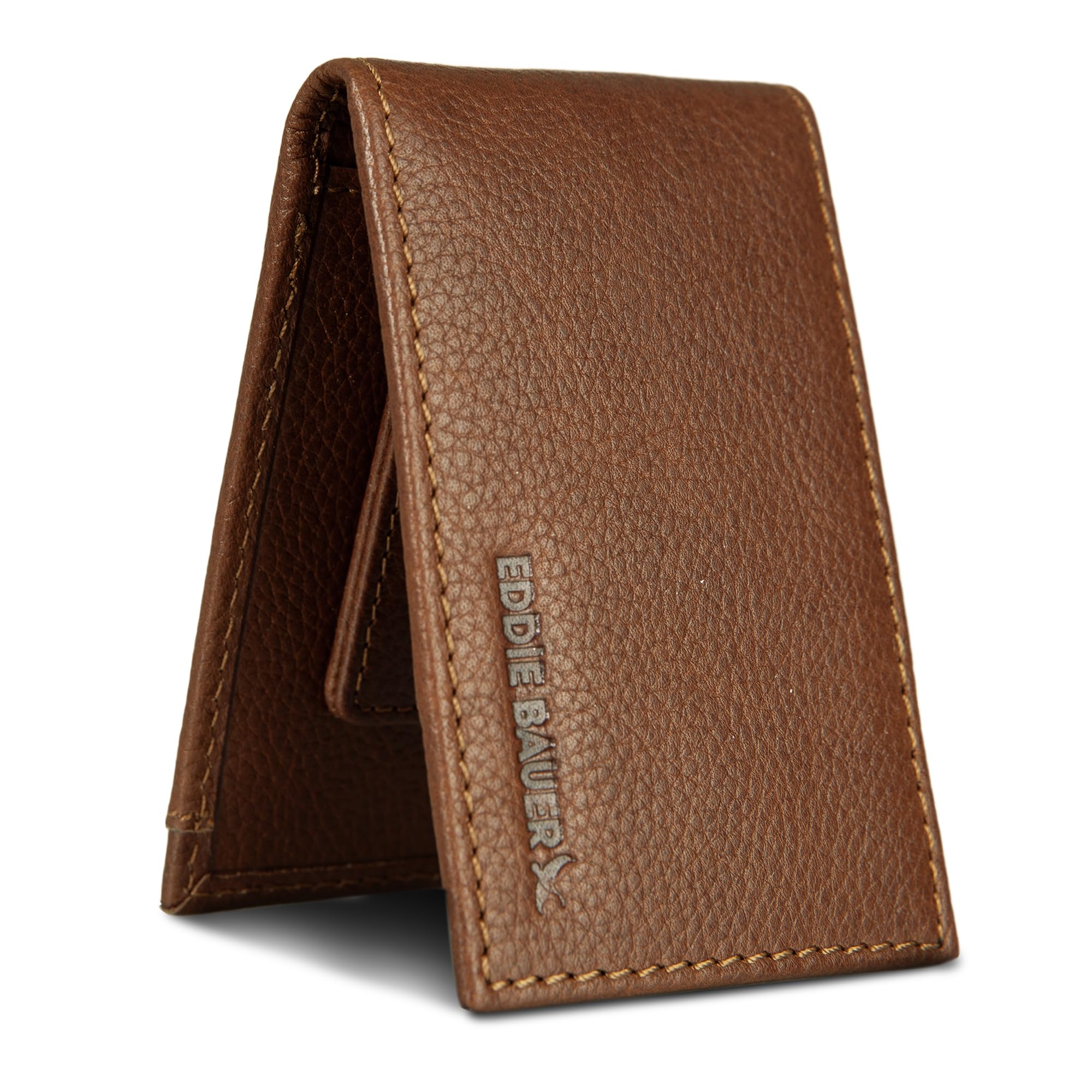 Amazon.com: Eddie Bauer Signature Logo Leather Bifold Money Clip