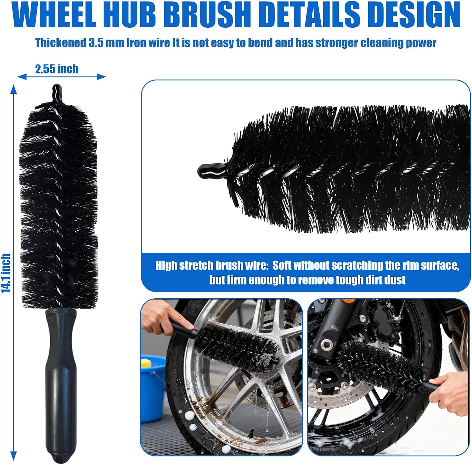 13PCS Motorcycle Cleaning Kit, Motorcycle Detailing Kit Overall Cleaner Tools Car Washing Brush Rims Cleaning Kit Chain Tire Wheel Brush Set Chain Tire for Car Bike Motorbike (Blue)