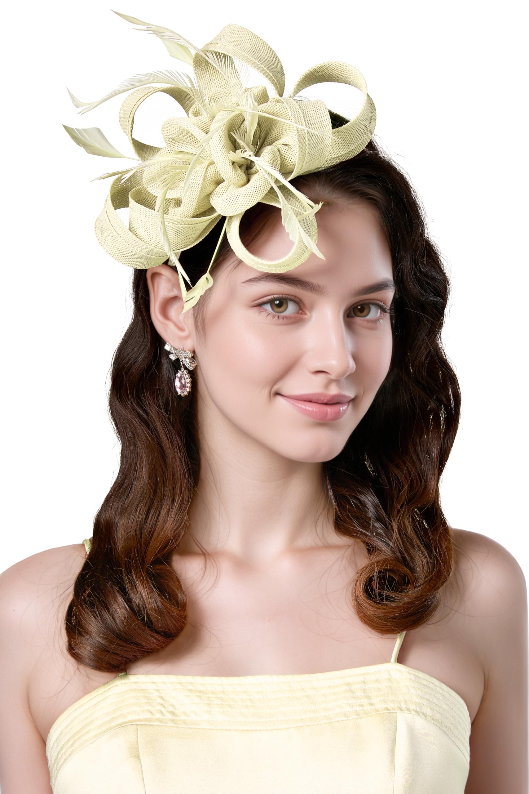 BABEYOND Fascinator Hats for Women - Tea Party Hats Fascinators Kentucky Headband Derby Hat Wedding Feathers Ribbon Headwear