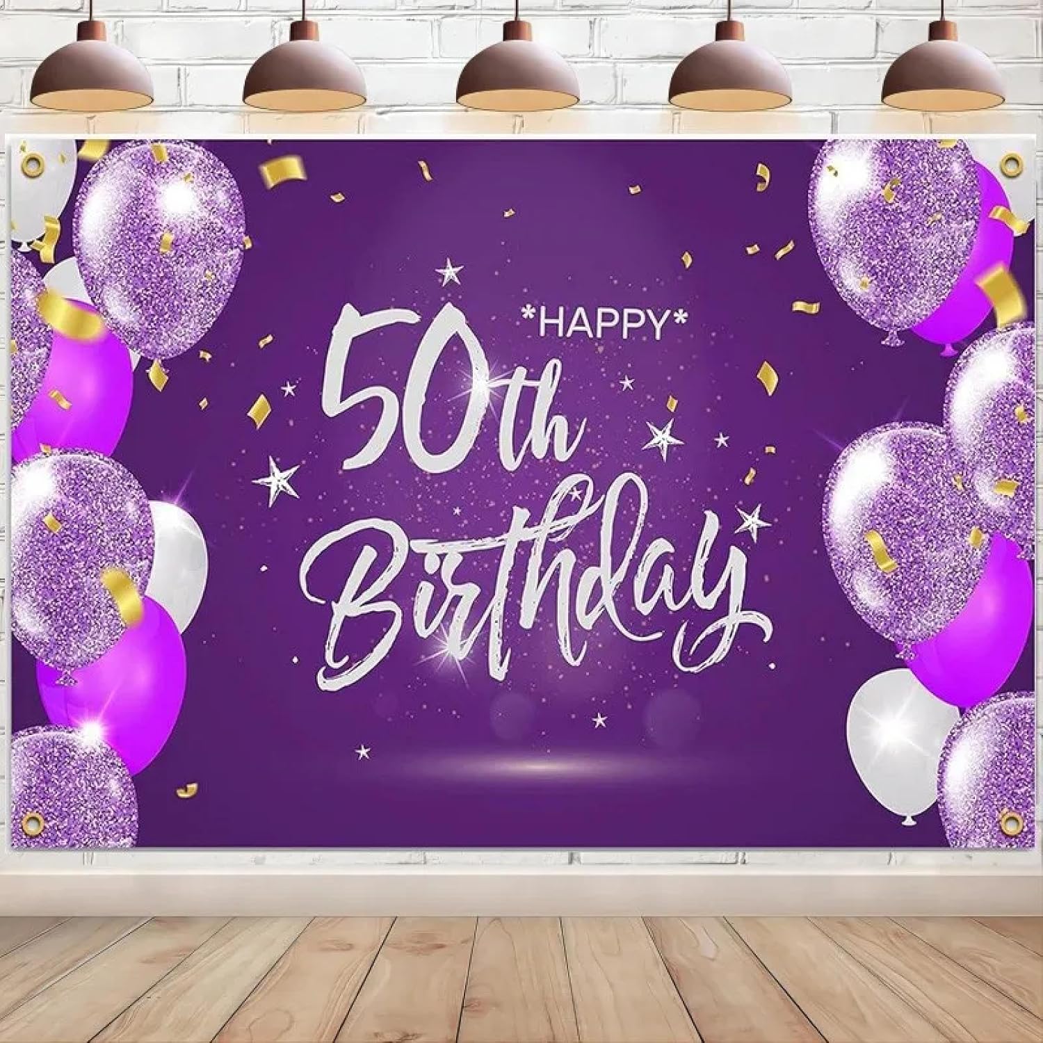 Amazon.com : Happy 50th Birthday Print Wall Decorations Backdrop Party ...