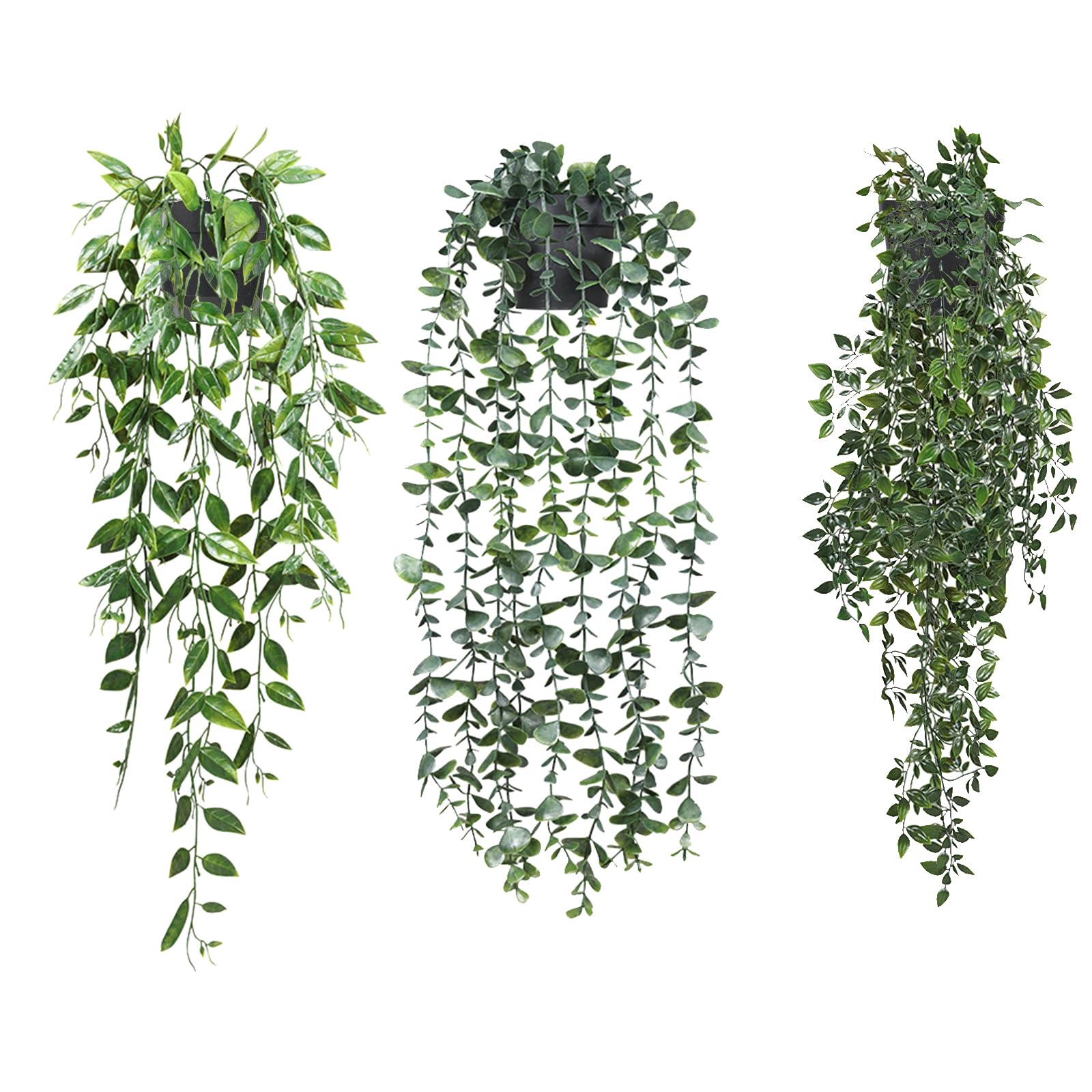 Plantes artificielles d'intérieur occultantes lot de 3 lierres fausse plante 80cm
