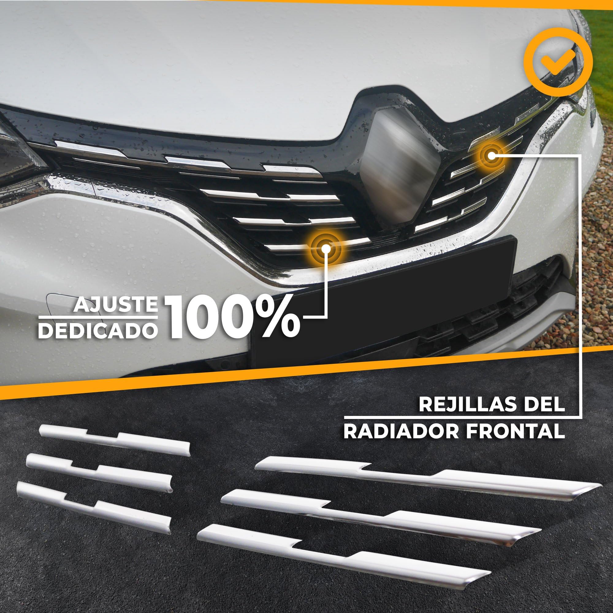CHROMEMASTER | Compatible con Renault Captur 2020+ | Molduras del Radiador Delantero; Rejillas para el Coche; Acero inoxidable Pulido | Nuevo, Atractivo Aspecto del Vehículo