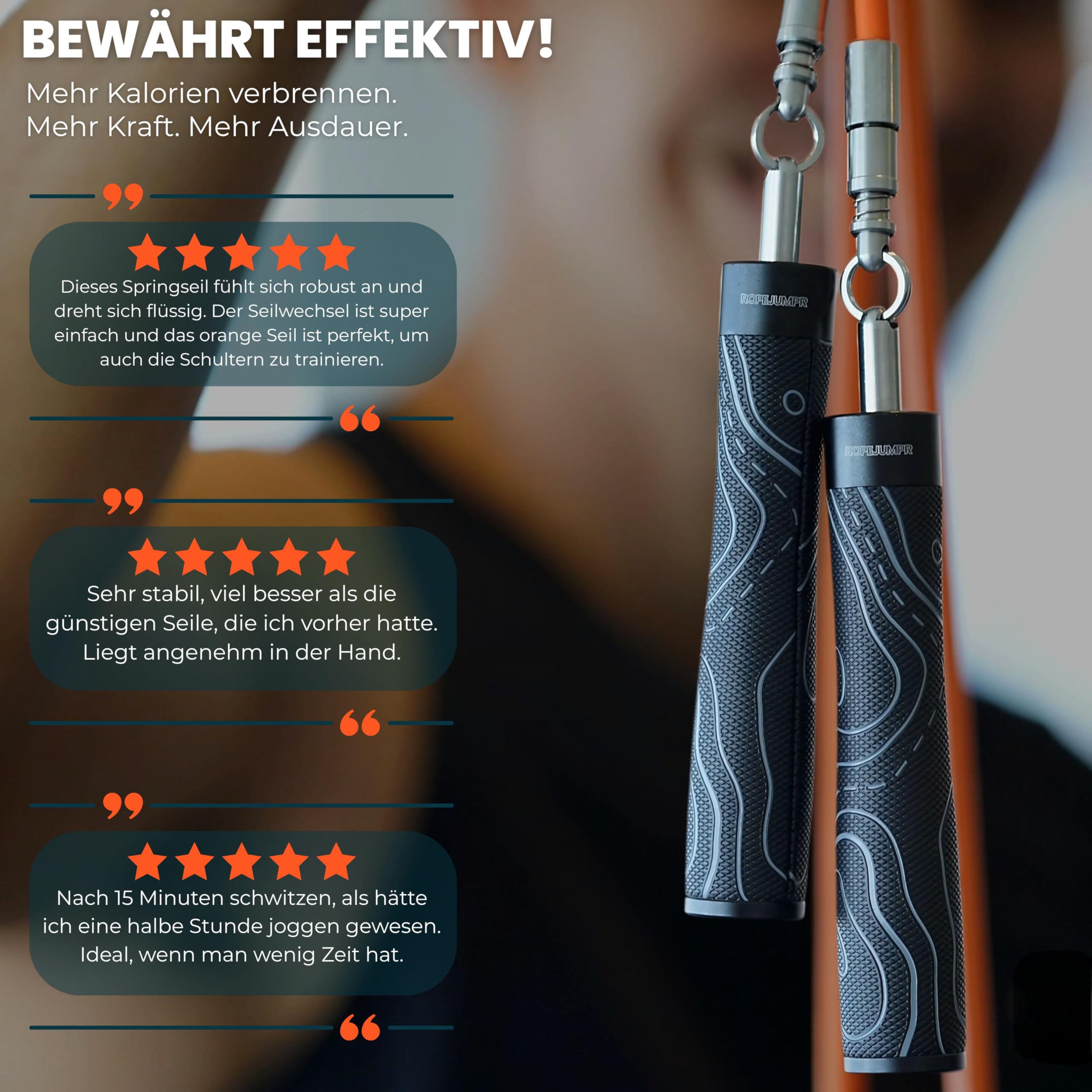 Springseil mit Gewicht – Verstellbares Heavy Rope Set Für HIIT, Krafttraining & Fettverbrennung – Inklusive 3 austauschbaren Kabeln und Aufbewahrungstasche