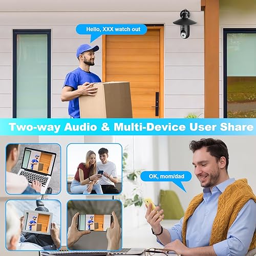 Miniatura 6 de AlkiVision Cámara de seguridad inalámbrica con bombilla 2K para exteriores, cámaras de detección de movimiento AI de 360 para seguridad del hogar