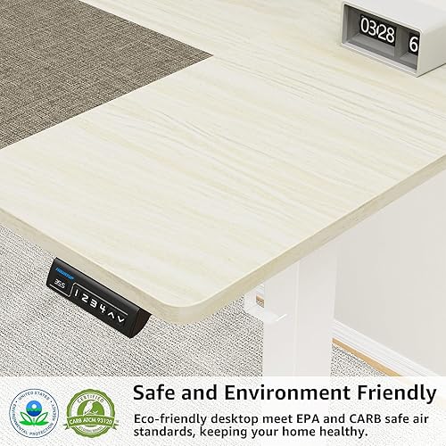 Miniatura 6 de MOUNTUP Escritorio eléctrico de pie ajustable de altura de 55 x 28 pulgadas, escritorio de pie con controlador de memoria, escritorio ergonómico