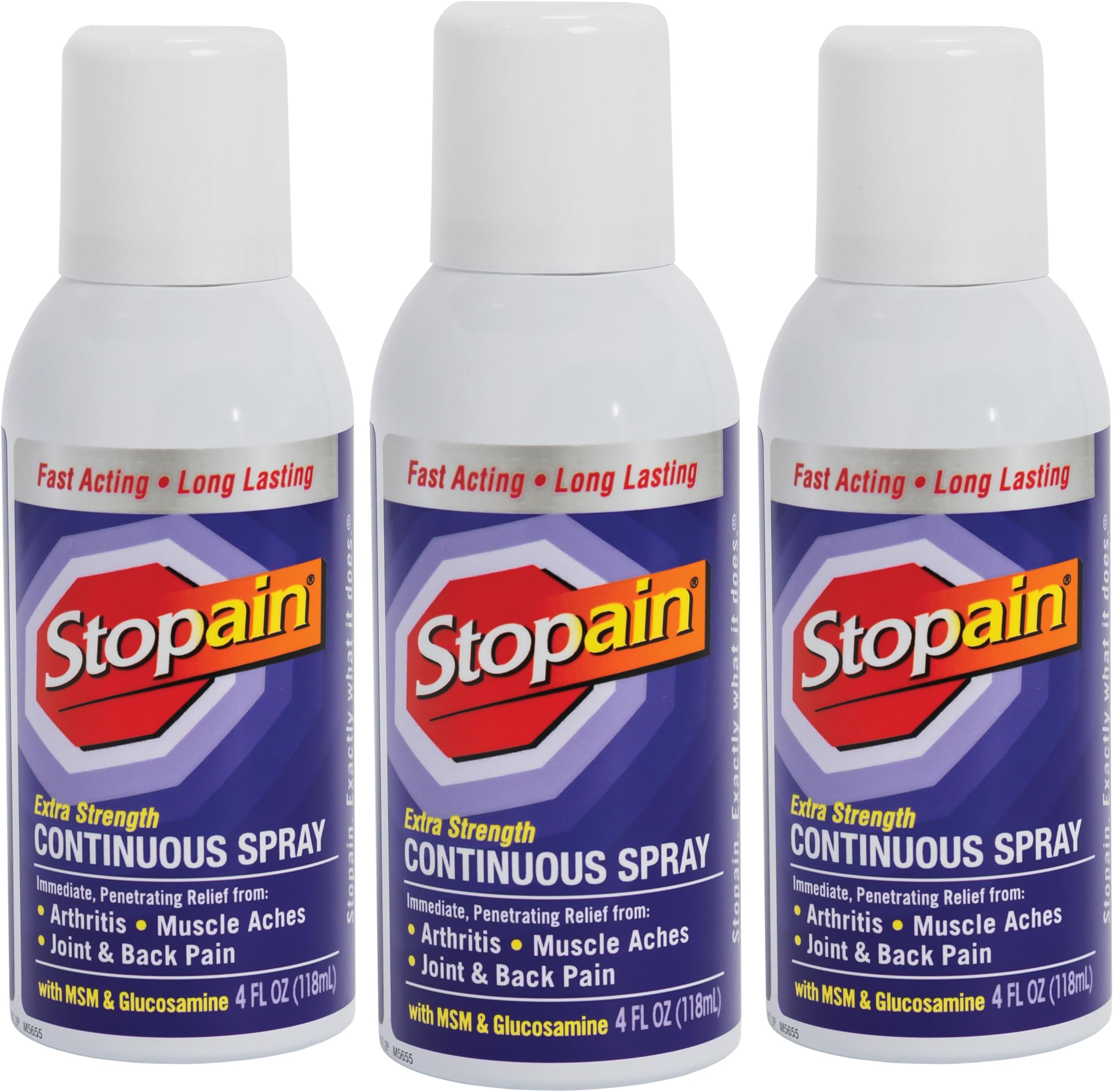 Pain Relief Spray, 4oz (3 Pack) USA Made, Max Strength Fast Acting with MSM, Glucosamine, Menthol for Arthritis, Lower Back, Knee, Neck, HSA FSA Approved Topical Analgesic Products