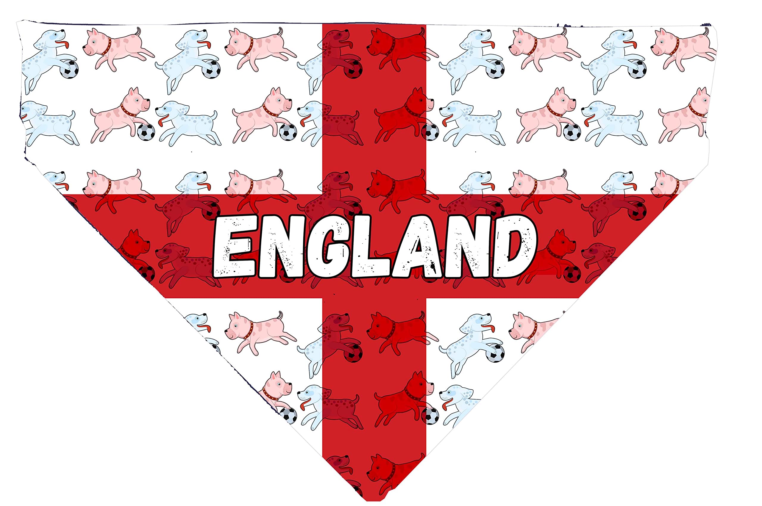 England Football Dog Bandana, Cute Dogs Playing Football Slide on Collar Pet Scarf, England Cat Bandana, Football Neckpiece for Pets (X-Large)