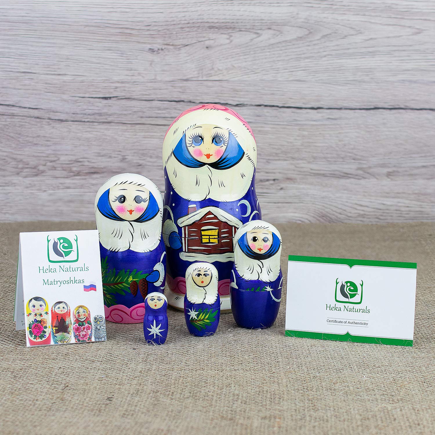 Heka Naturals Semyonov - Muñecas rojas de anidación | Juego de 6 muñecas matrioshka de madera Heka Naturals Semyonov - Muñecas rojas de anidación | Juego de 6 muñecas matrioshka de madera
