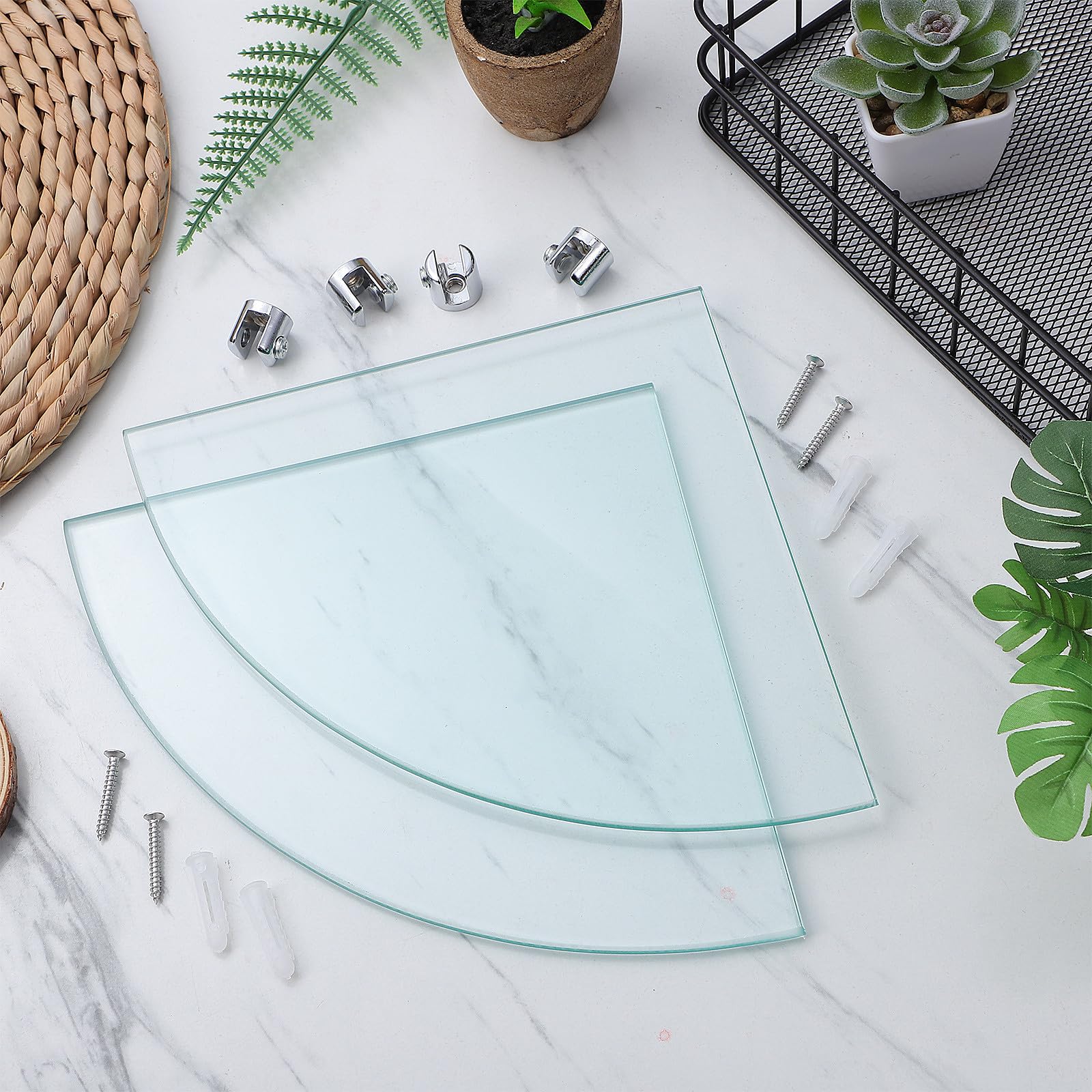 TOYANDONA 2 Piezas Estante de Pared Fácil Montaje para Baño de y Aleación de Zinc, Estante de Esquina Triangular Moderno y de Espacio para Ducha