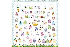 Easter Spring Egg Cutouts - Colorful Classroom Easter Bunny and Easter Egg Bulletin Board Decorations