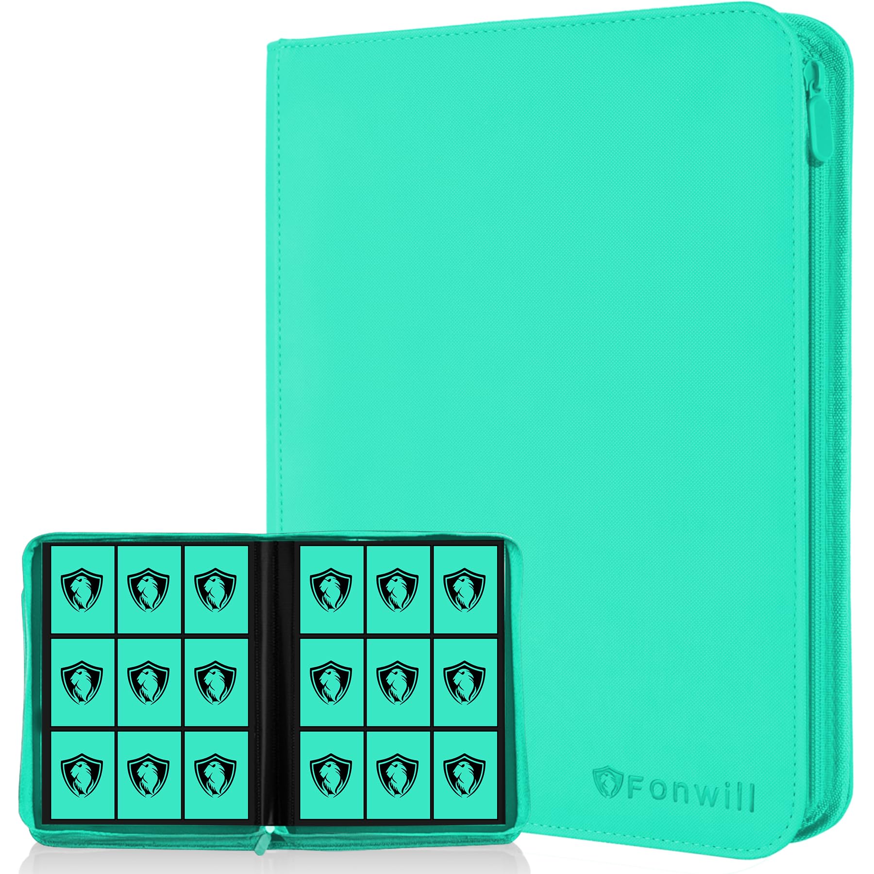 9 Pocket Card Binder, Premium Zip Trading Card Binder, 360 Double Sided Pocket PU Collection Binder, Collector Album, Card Folder for MTG, TCG, Sports Cards, (Cyan) — image 1