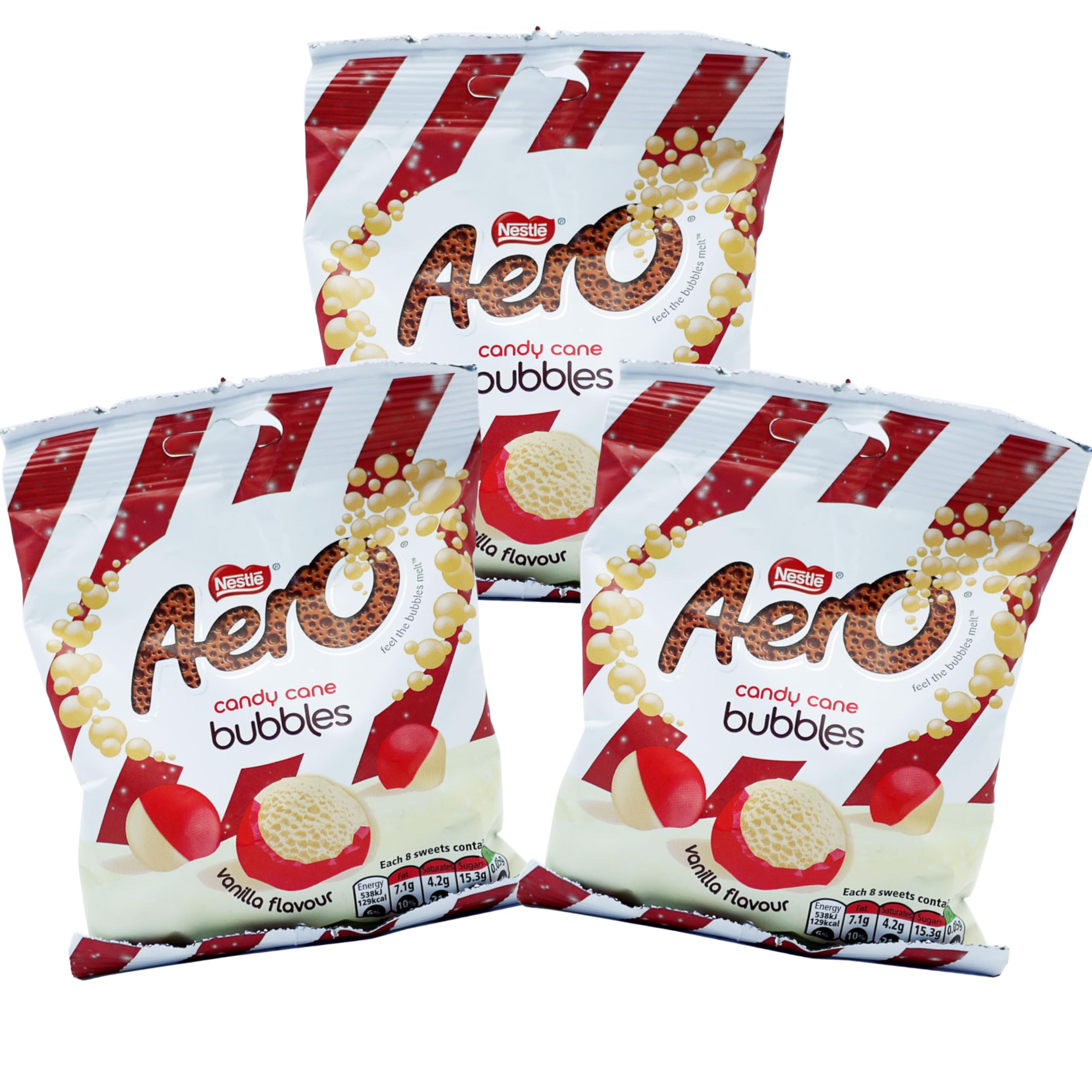[Pack of 3] Aero Bubbles Candy Cane - Great Gift for Aero and Chocolate Lovers - Christmas Treat - Stocking Fillers