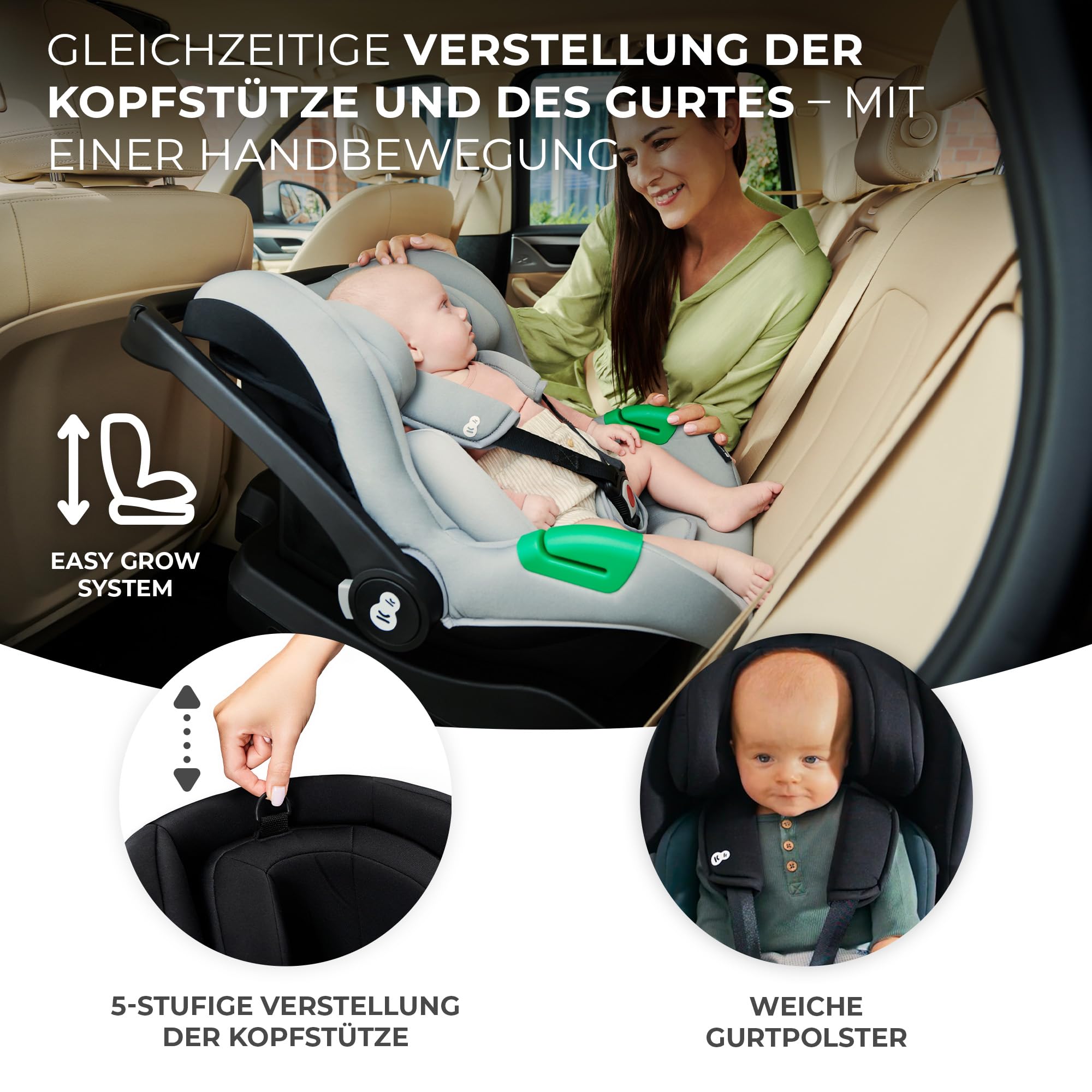 Kinderkraft MINK PRO i-Size 40-75 cm Babyschale, Kindersitz mit isofix MINK FX-Basisstation, Autositz von geburt Gruppe 0+, Verstellbare Kopfstütze, Einsatz für die Jüngsten im set, Schwarz