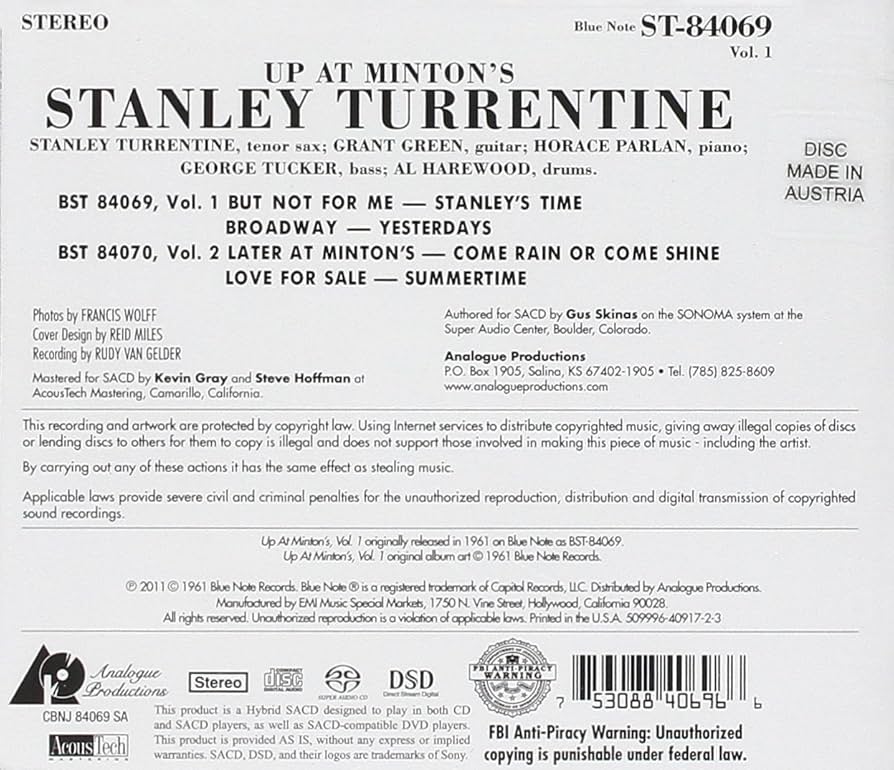 スタンリー・タレンティン UP AT MINTON'S など4枚セット Up at 