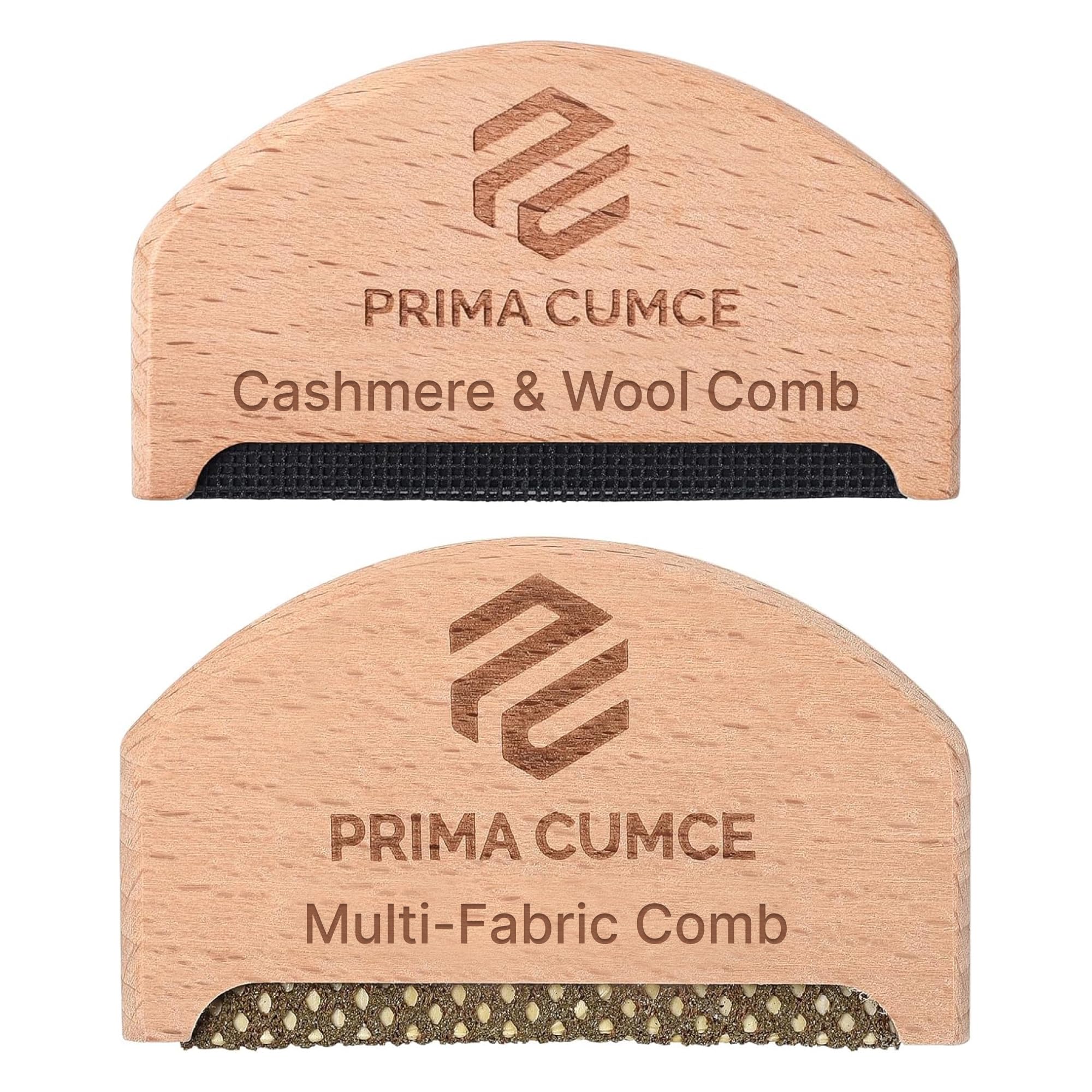 Prima Cumce Cashmere Comb – Wooden Comb for Knits, Cashmere and Fine Wool Sweaters – Wooden Fabric Shaver Fuzz Remover with Copperhead – Manual Portable Depiller for Clothes, Fuzz, Bobbles (2 Pcs)