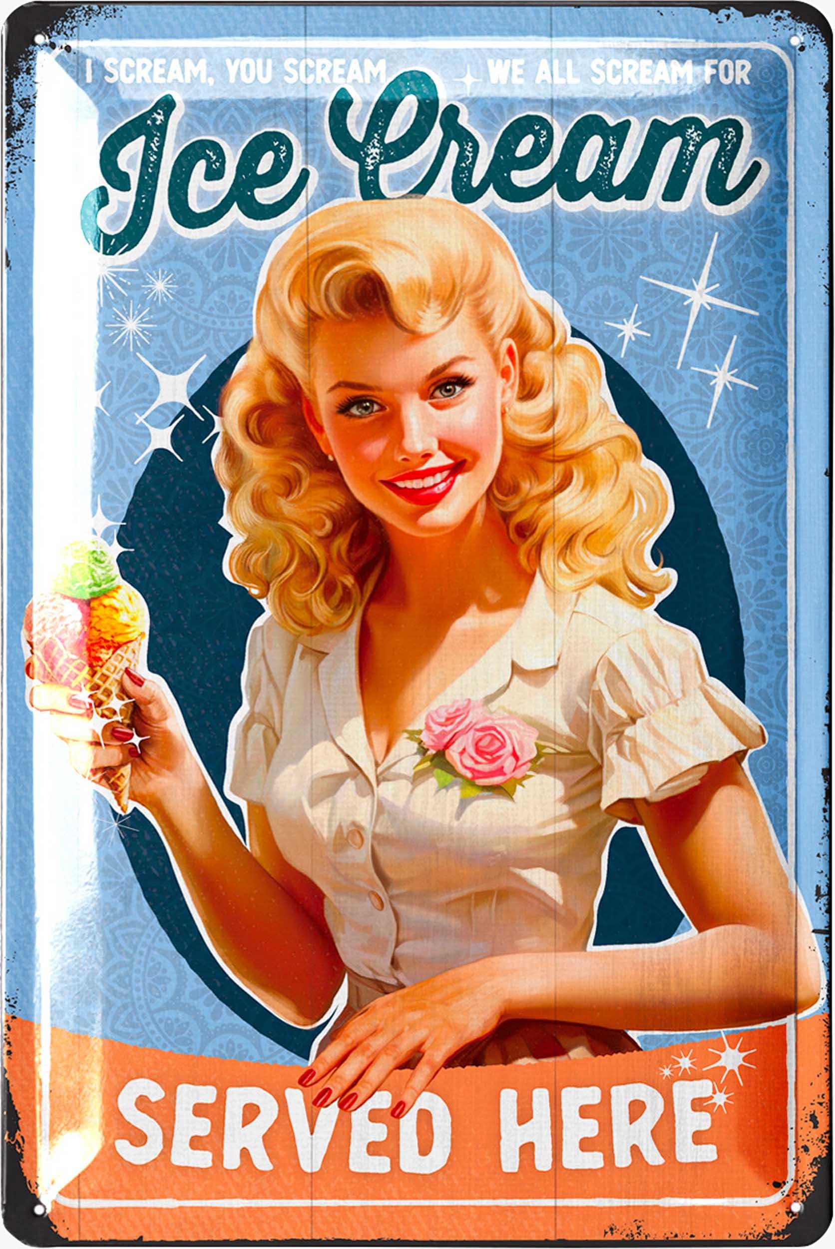 Amazon.com: LANOLU Vintage Tin Sign Retro Diner Decor ICE CREAM