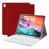 Keyboard Case for iPad Pro 12&period;9 inch &lpar;Old Model&rpar; 2015 1st &sol; 2017 2nd Gen - Rechargeable&comma; Detachable Wireless Bluetooth Keyboard - Folio Smart Leather Cover with Pencil Holder for iPad Pro 12&period;9”- Red