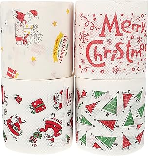 Didiseaon 4 Rolos De Papel Higiênico De Natal Feliz Natal Noel Guardanapo De Tecido Engraçado Para Festas De Natal Pegadinha Diversão Festa De Aniversário Novidade Presente Natal Meia