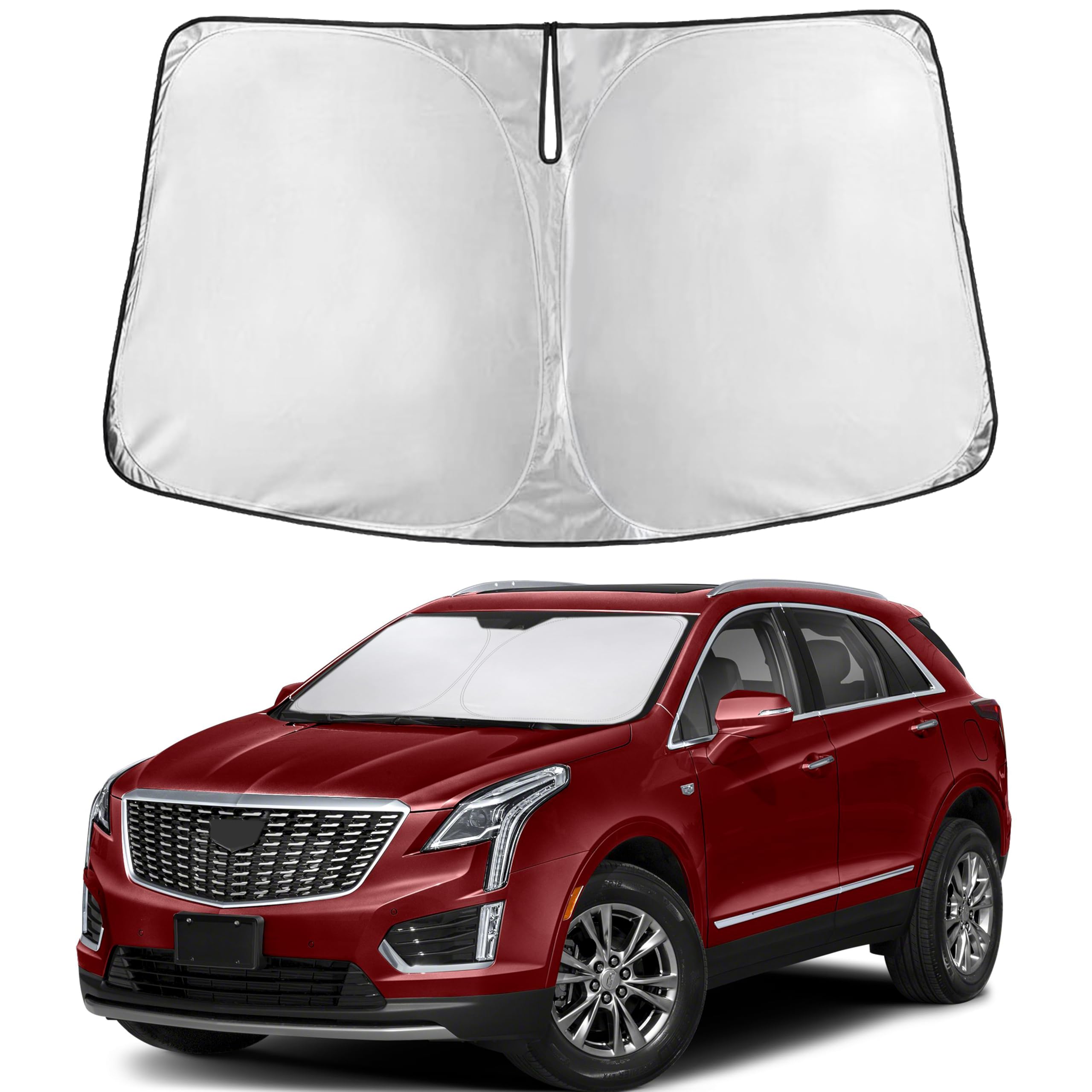 Photo 1 of [DAMAGED] EcoNour Windshield Sunshade Compatible for Cadillac XT5 2017-2023 2024 2025, Sun Visor for Front Windshield & Window Sun Shade Cover, UV Heat Blocker & Protector, Car Accessories