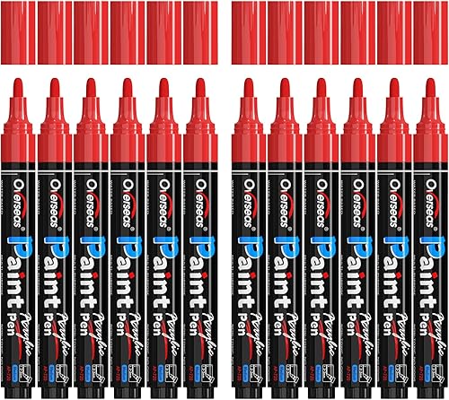 Miniatura 8 de Overseas Rotuladores de pintura amarillos, marcadores acrílicos permanentes, paquete de 12 unidades, a base de agua, de secado rápido, impermeable,