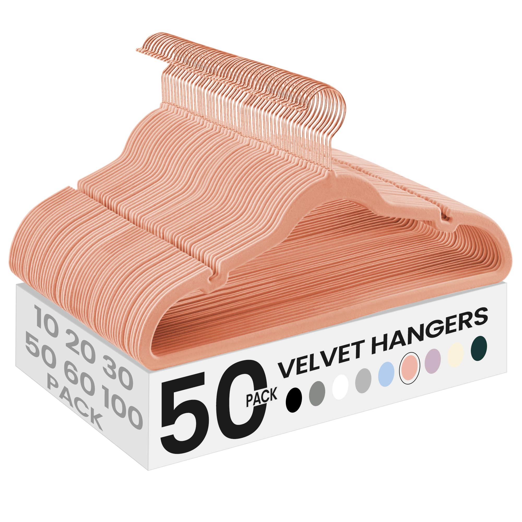 SONGMICS Kleiderbügel Samt, 50er Set, rutschfest, 43 cm breit