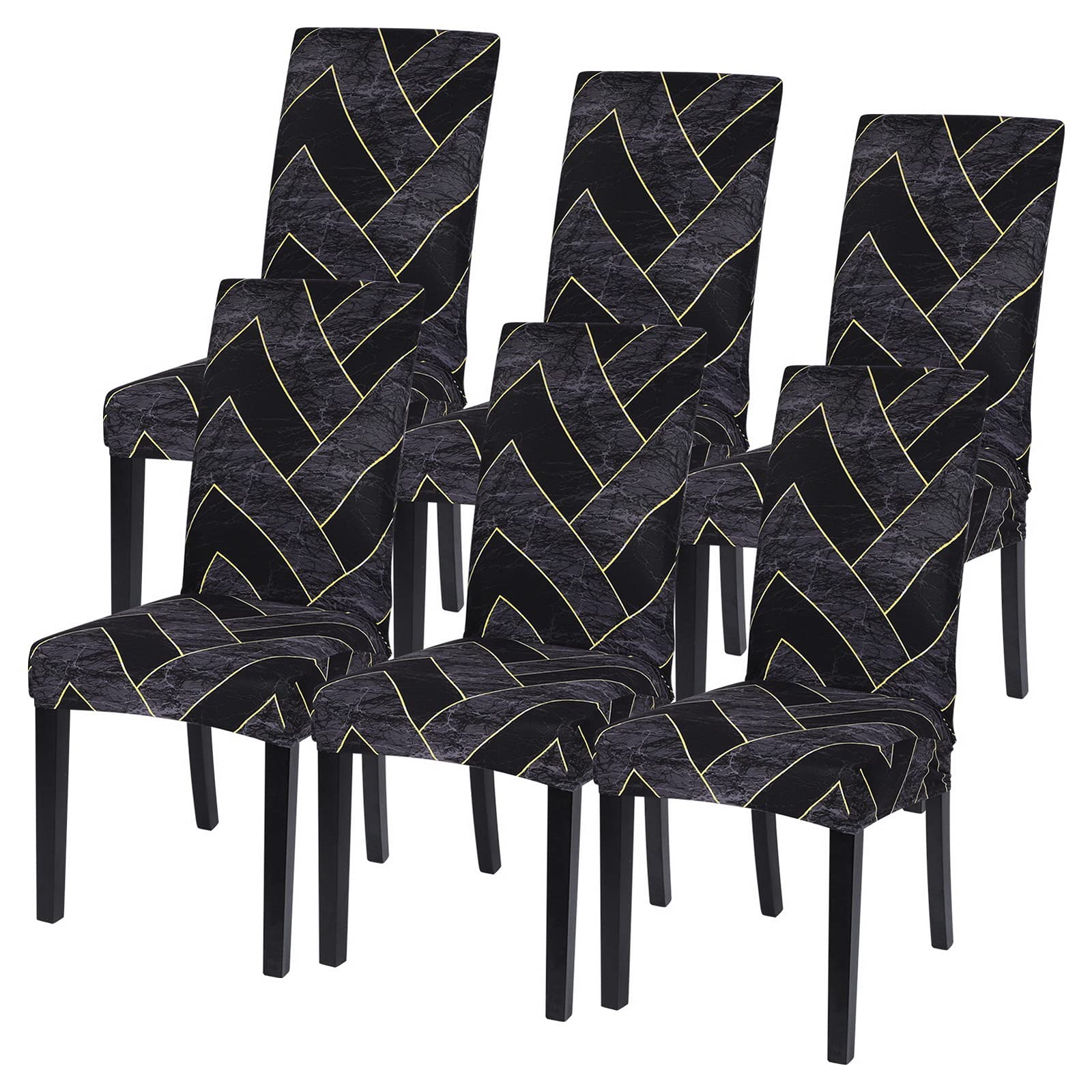 SearchI Dining Room Chair Covers Set of 6, Stretch Printed Parsons Chair Slipcovers Super Fit Removable Washable Striped Kitchen Chair Protector Cover for Dining Room, Hotel, Ceremony(Flower Pattern2)