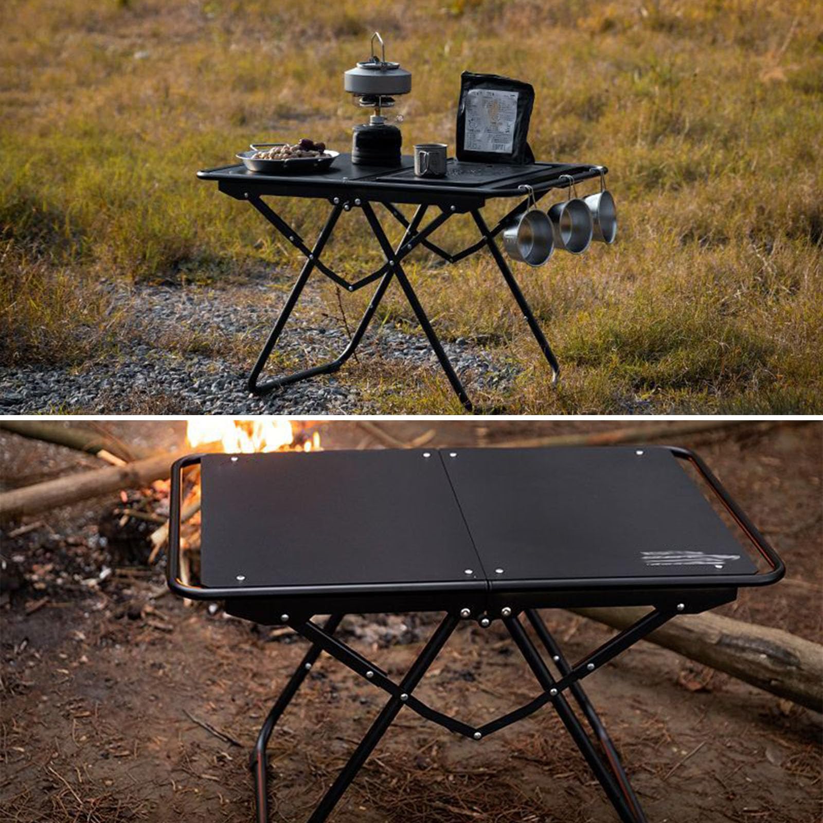 Tavolo da barbecue pieghevole portatile, extra large, in metallo, con borsa per riporre barbecue, picnic, spiaggia, pesca, giardino, balcone, soluzione versatile per cene all'aperto