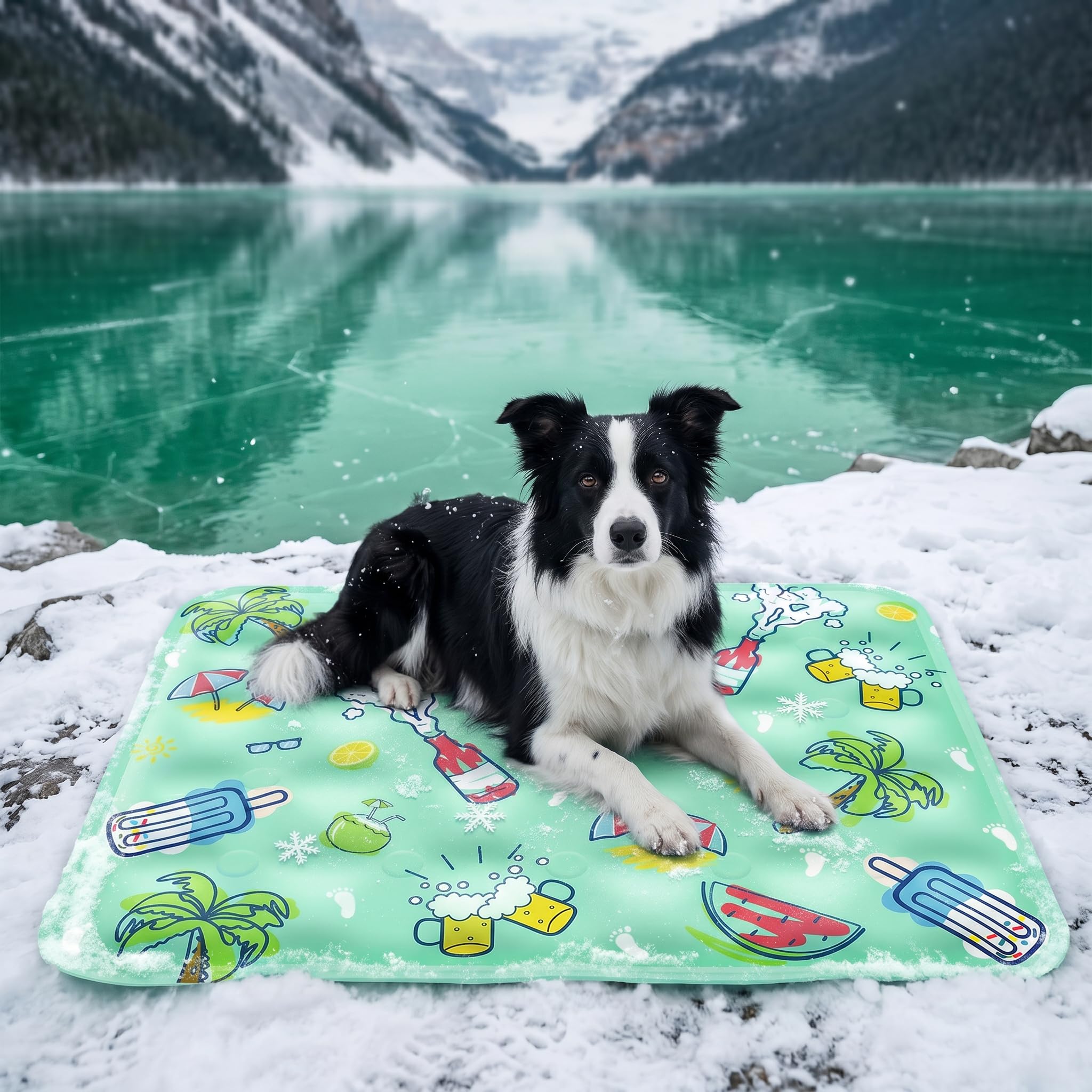Unicorn Glasgow Dog Cooling Mat Large 90x60cm,Waterproof Gel Mat With Self-Cooling Gel Pad, Scratch Resistant for Car Seat and Travel, Great for Dogs Cats in Summer (Mint green, L(60×90cm))