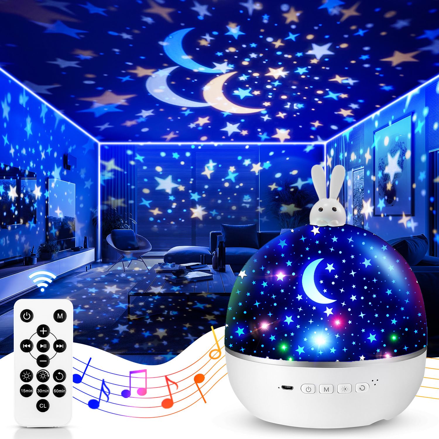 Proiettore Stelle Soffitto 315Colori+15Film,Giochi Regalo Bambini Musica | Ricaricabile+Telecomando Luce Notturna Bambini, Carillon Neonati,Gioco Bambino Regalo Neonato Regalo Bambina 1 2 3 4 5 6 anni