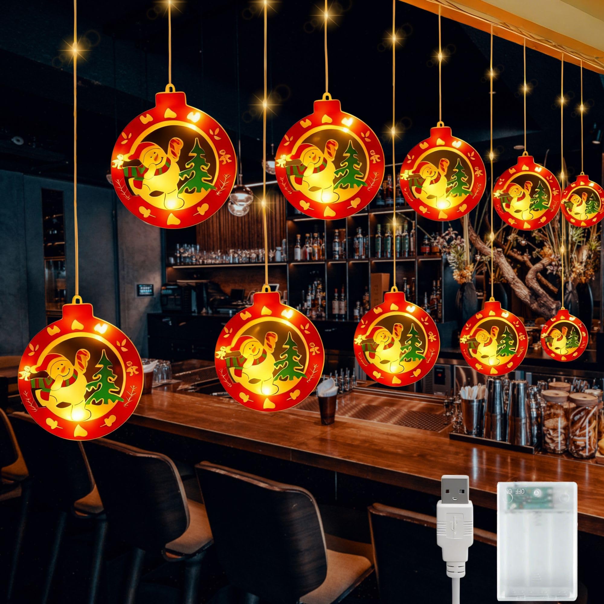 Yoawllty Christmas Decorations for Home,Star amd Tree Christmas Lights Battery Operated and USB,Warm White Indoor Outdoor Christmas Lights