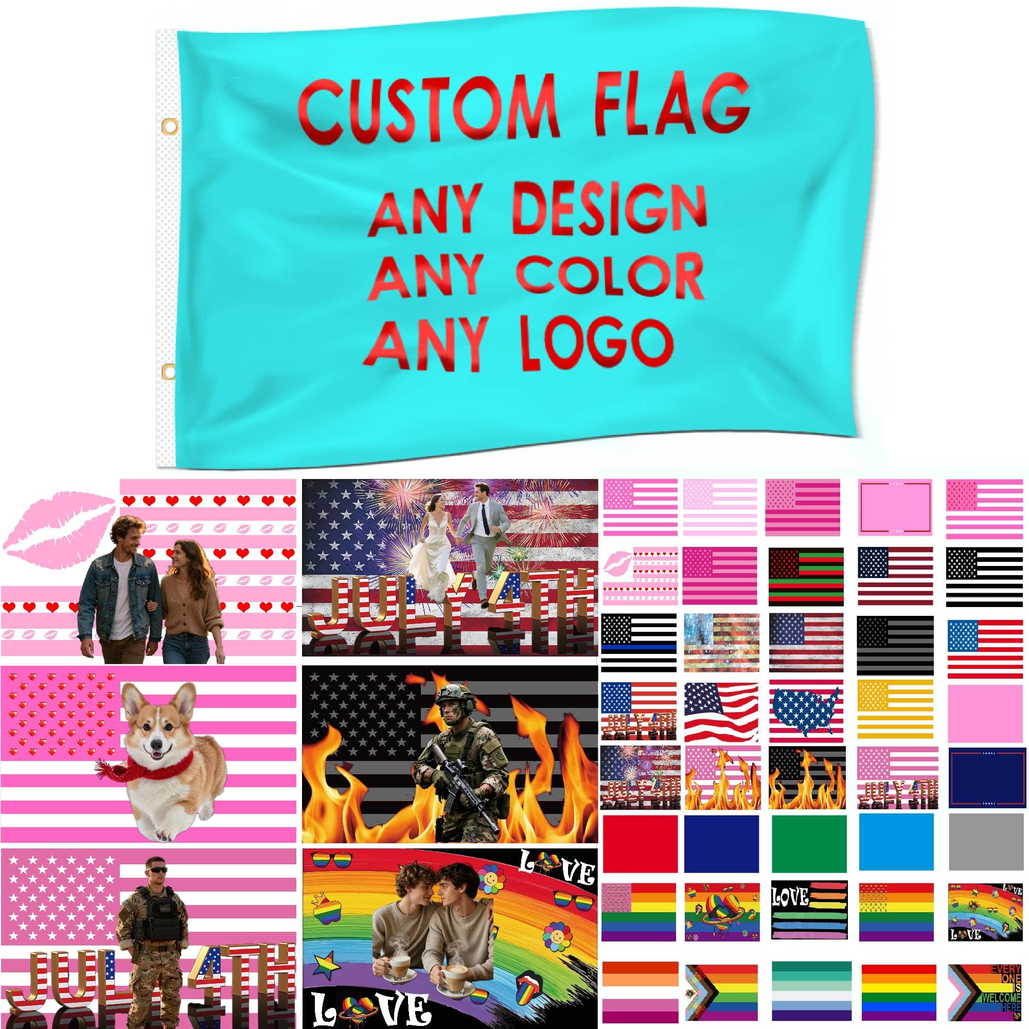 3'x5' Custom flag or Banner 3x5 Foot(150X90cm) - very clear Vivid Color 100D Polyester - Advertising Banner outdoor indoor - any color any design any size any pictures -Personalized Pink America Flag, Black and White America Flag,Pride Bunting Flag-Single side or Double side flag