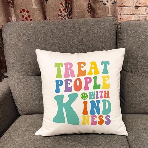 Miniatura 4 de Treat People with Kindness - Funda de almohada con citas inspiradoras, bonita funda de almohada de cumpleaños para niñas, mujeres, amigos,