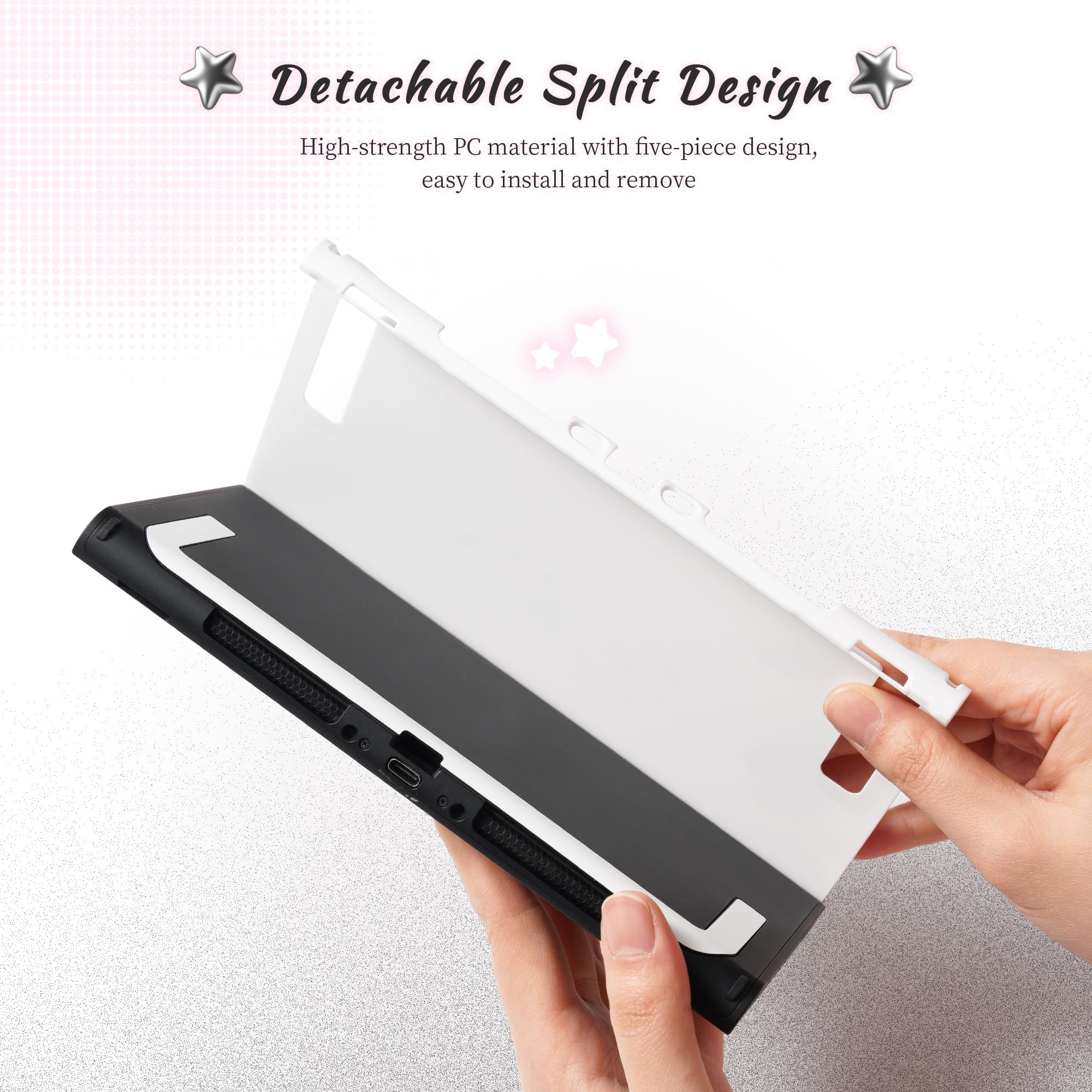 GeekShare Etui ochronne kompatybilne z Switch 2, Kawaii Cartoon Dockable Case Kompatybilny z Switch 2, Odporna na zarysowania i wstrząsy Design Cover Skin - Star Kitty