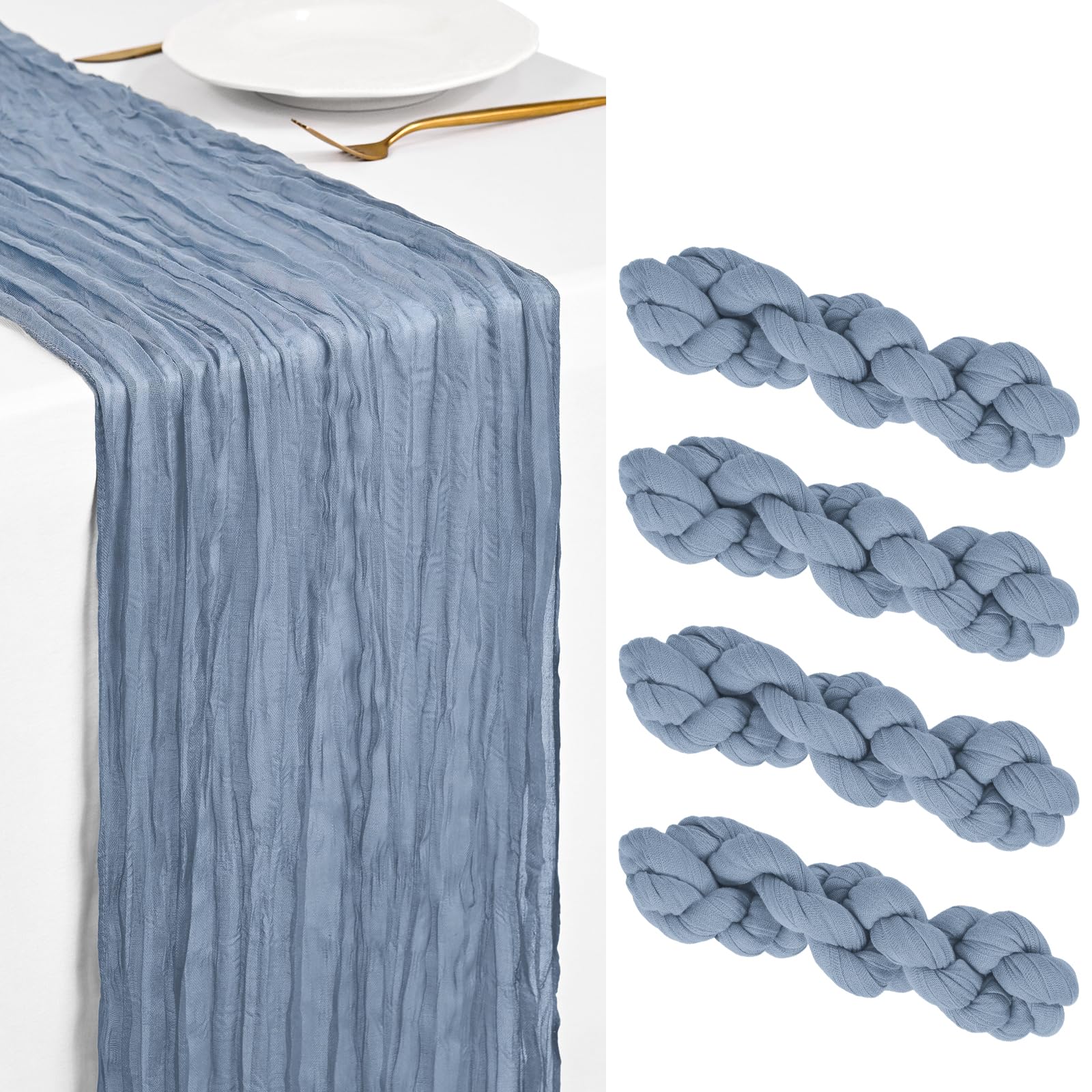 Showgeous 4 Pack Dusty Blue Cheesecloth Table Runner 45 x 275 cm