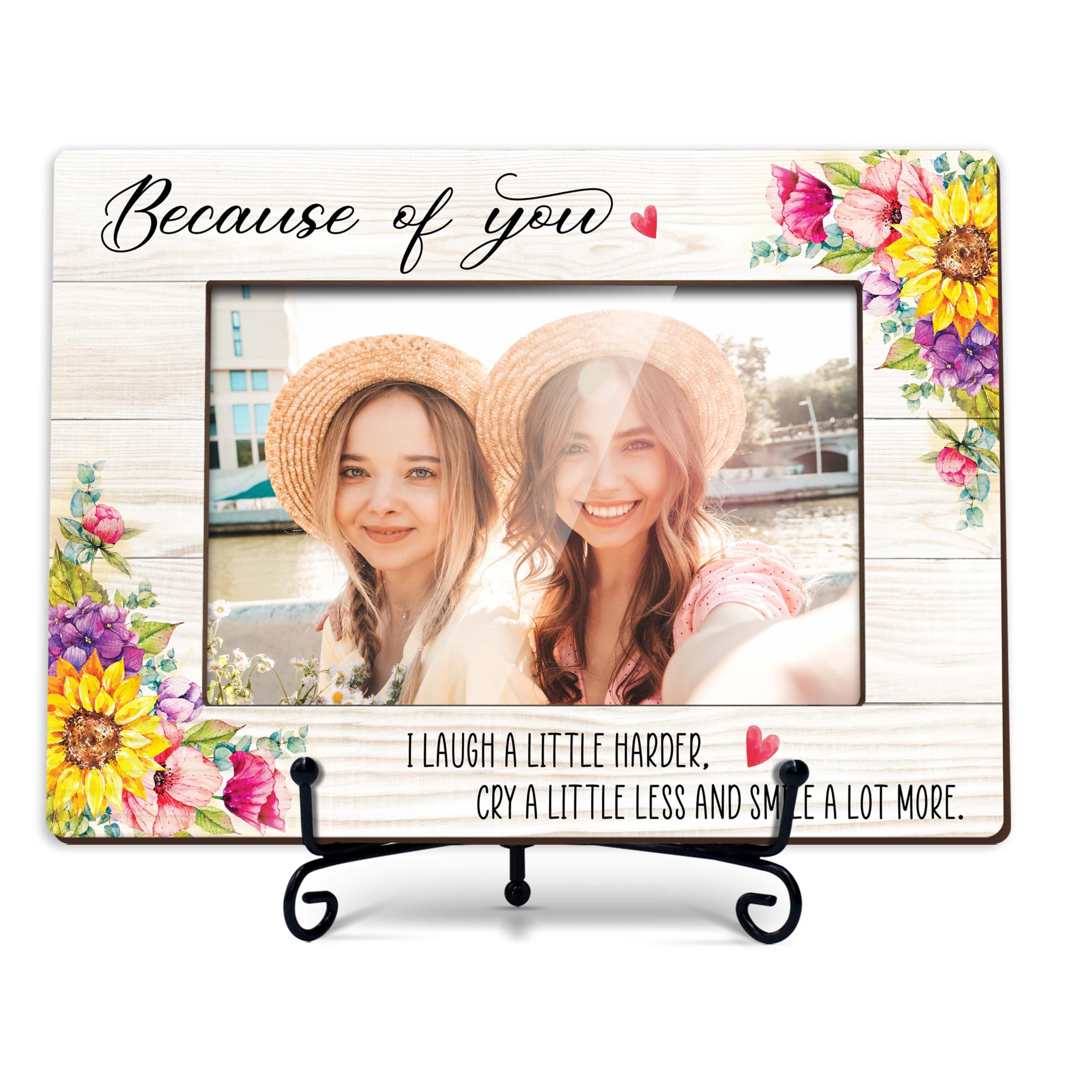 Cadre photo Because Of You I Laugh a Little Header YSTEP en bois naturel de format 10x15 cm