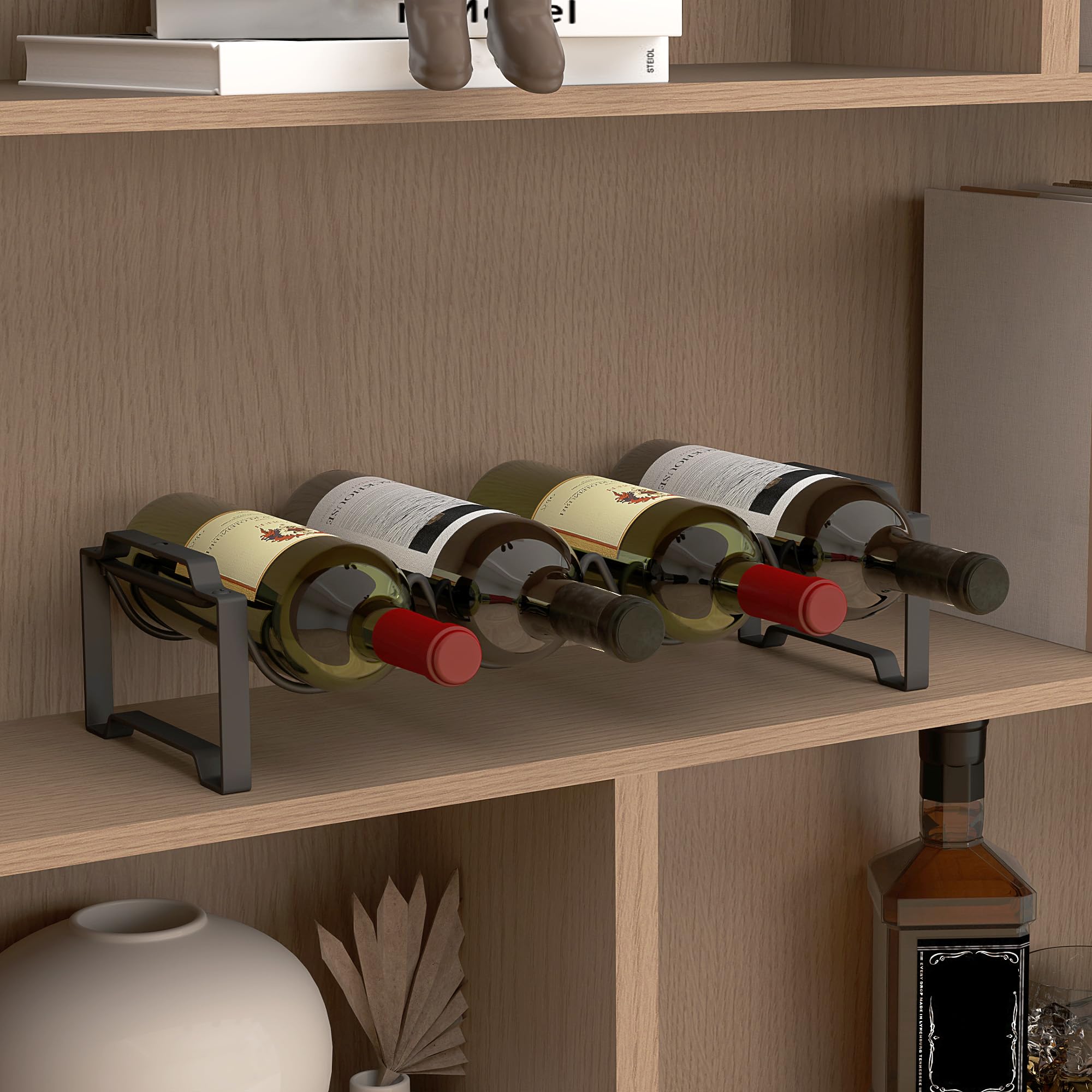 HOMCOM Portabottiglie Vino a 4 Livelli a Onda Impilabili per 16 Bottiglie, Cantinetta Portabottiglie Metallo per Cucina, Bar, Dispensa e Cantina, 42.5x16.5x41 cm Nero