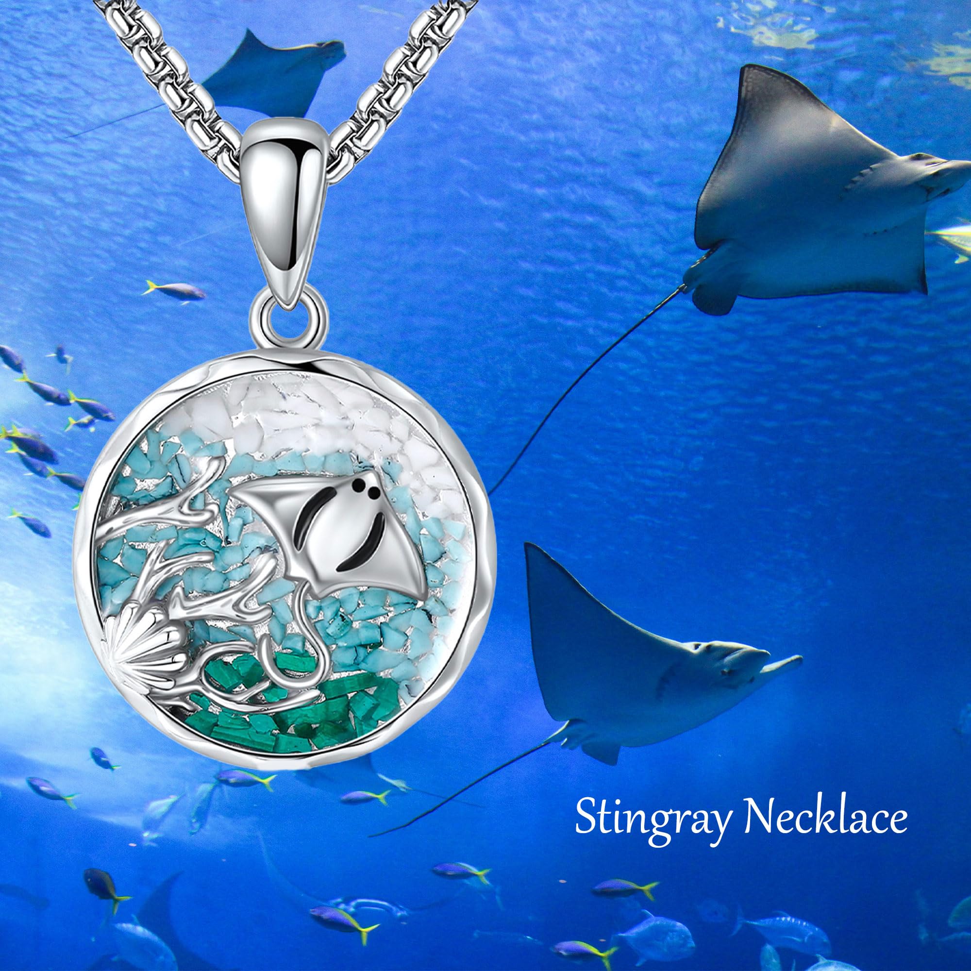 URONE Manta Collana in argento 925 Manta Rochen Ciondolo Manta Ray Gioielli Regali