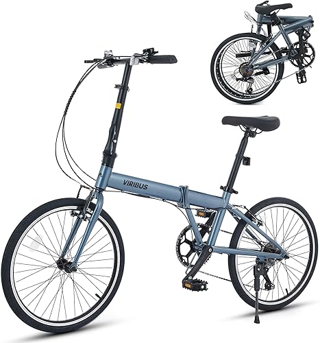 VIRIBUS Folding Bike for Adults, 20 inch Foldable Bike 7 Speed, Lightweight Compact Bicycle, Portable Collapsible Bikes for Adult Men Women City