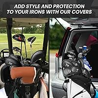 Vista 72 de FINGER TEN Premium Synthetic Leather Stylish Iron & Wedge Golf Head Covers Value 12 Piece Set, Embroidered Labels & Fits Most Clubs Gift Set, Travel