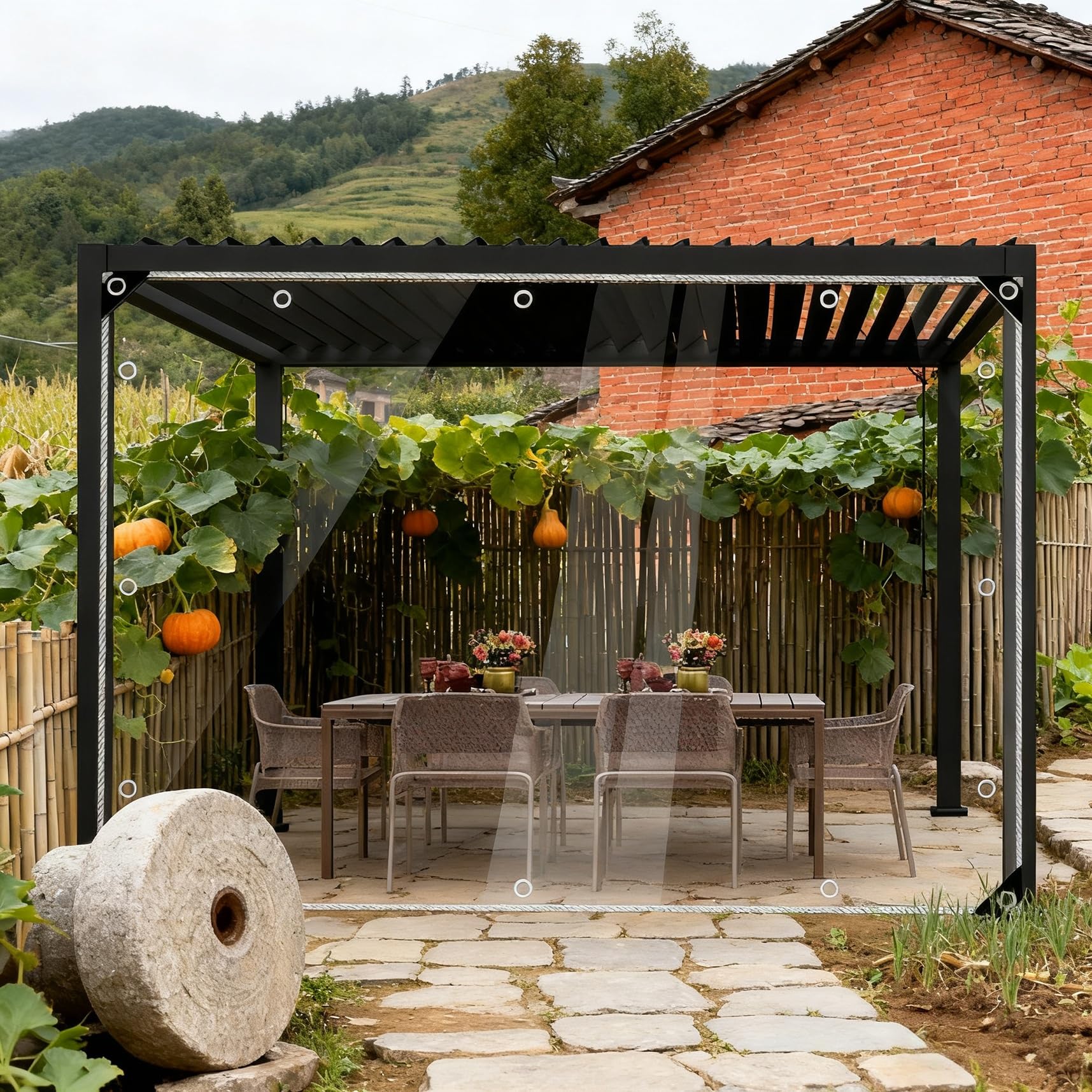 Lona transparente 100 x 240 cm impermeable y toldo protector de lluvia para muebles