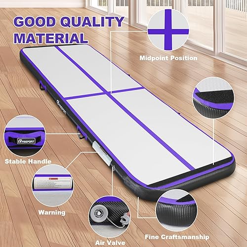 Miniatura 45 de FBSPORT - Colchonetas inflables de entrenamiento de 4 u 8 pulgadas de grosor, pistas de gimnasia para uso en el hogar, animadoras, yoga